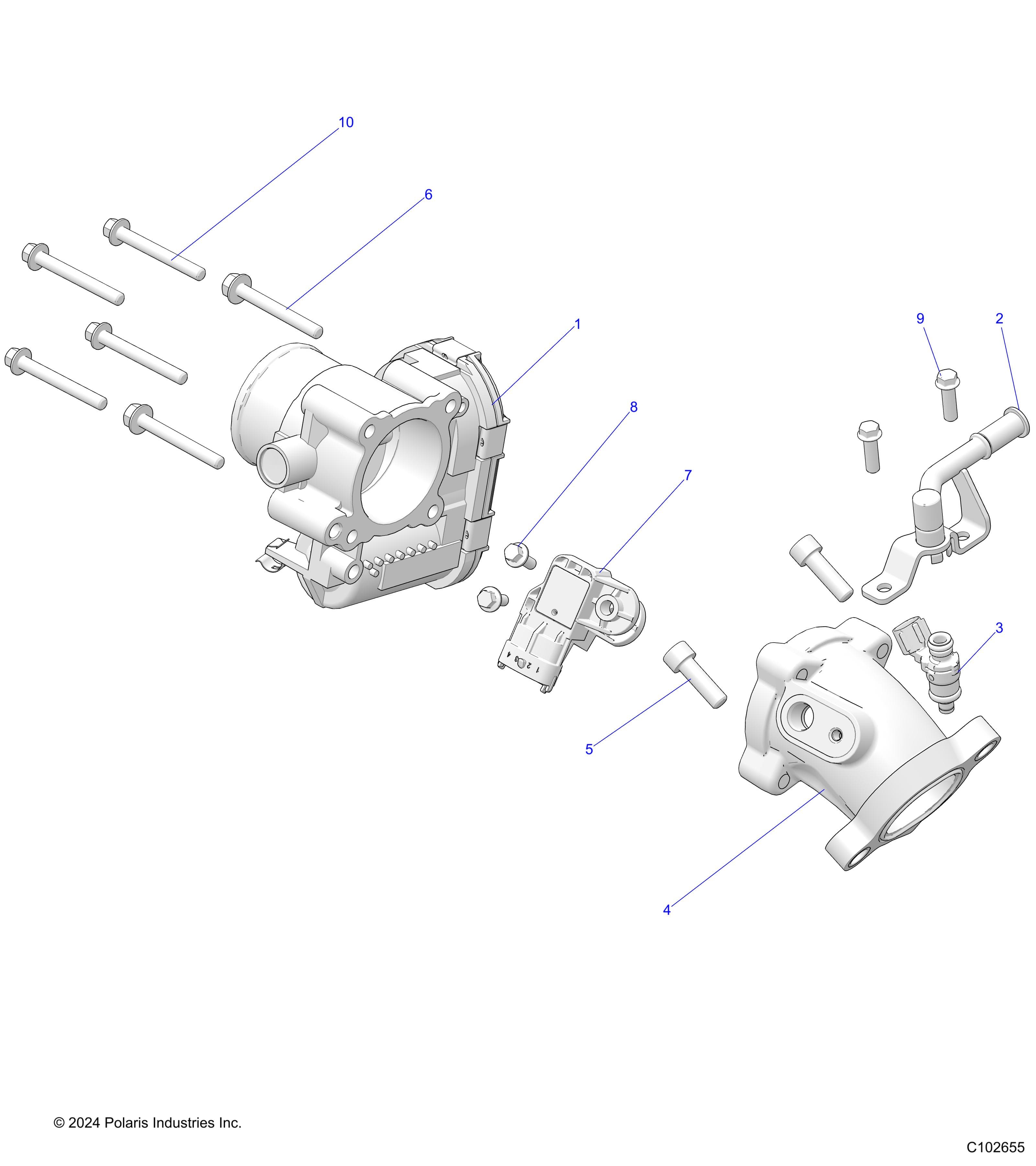 2026 SPORTSMAN 570 X2 EPS — ENGINE, THROTTLE BODY and FUEL RAIL - A26SWE57AL (C102655) diagram