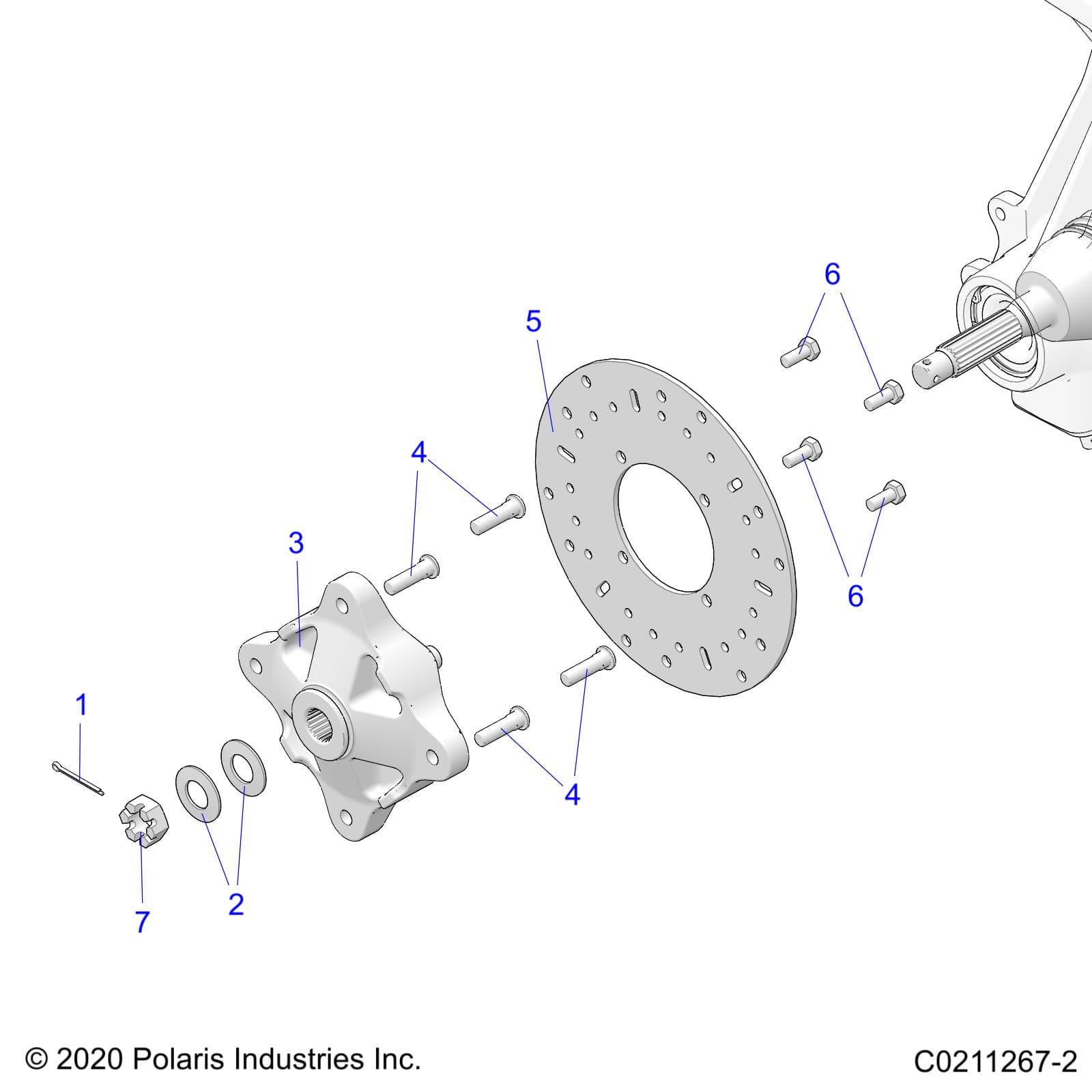 2026 SPORTSMAN 450 EPS 50S — SUSPENSION, FRONT HUB and BRAKE DISC - A26SEE50B1/B4 (C0211267-2) diagram
