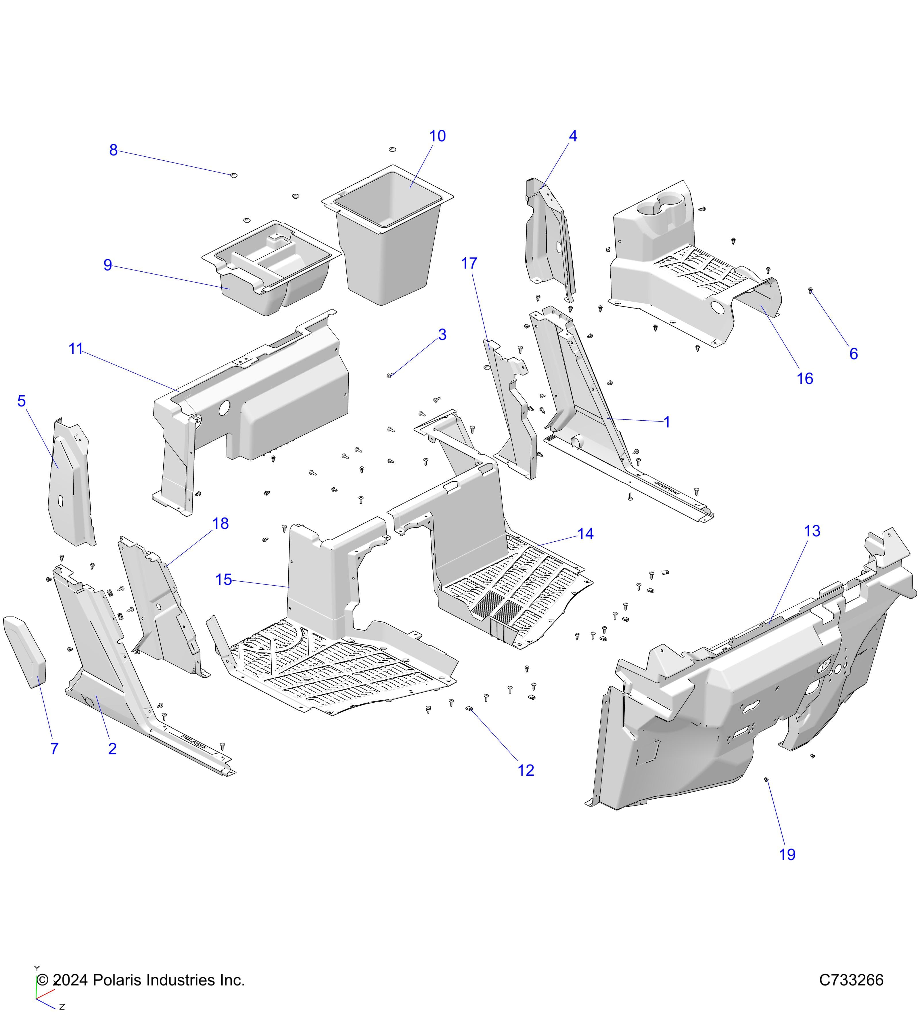 2026 RANGER 1000 XP CREW NORTHSTAR TEXAS EDITION — BODY, FRONT FLOOR & ROCKERS - R26RST99AL (C733266) diagram