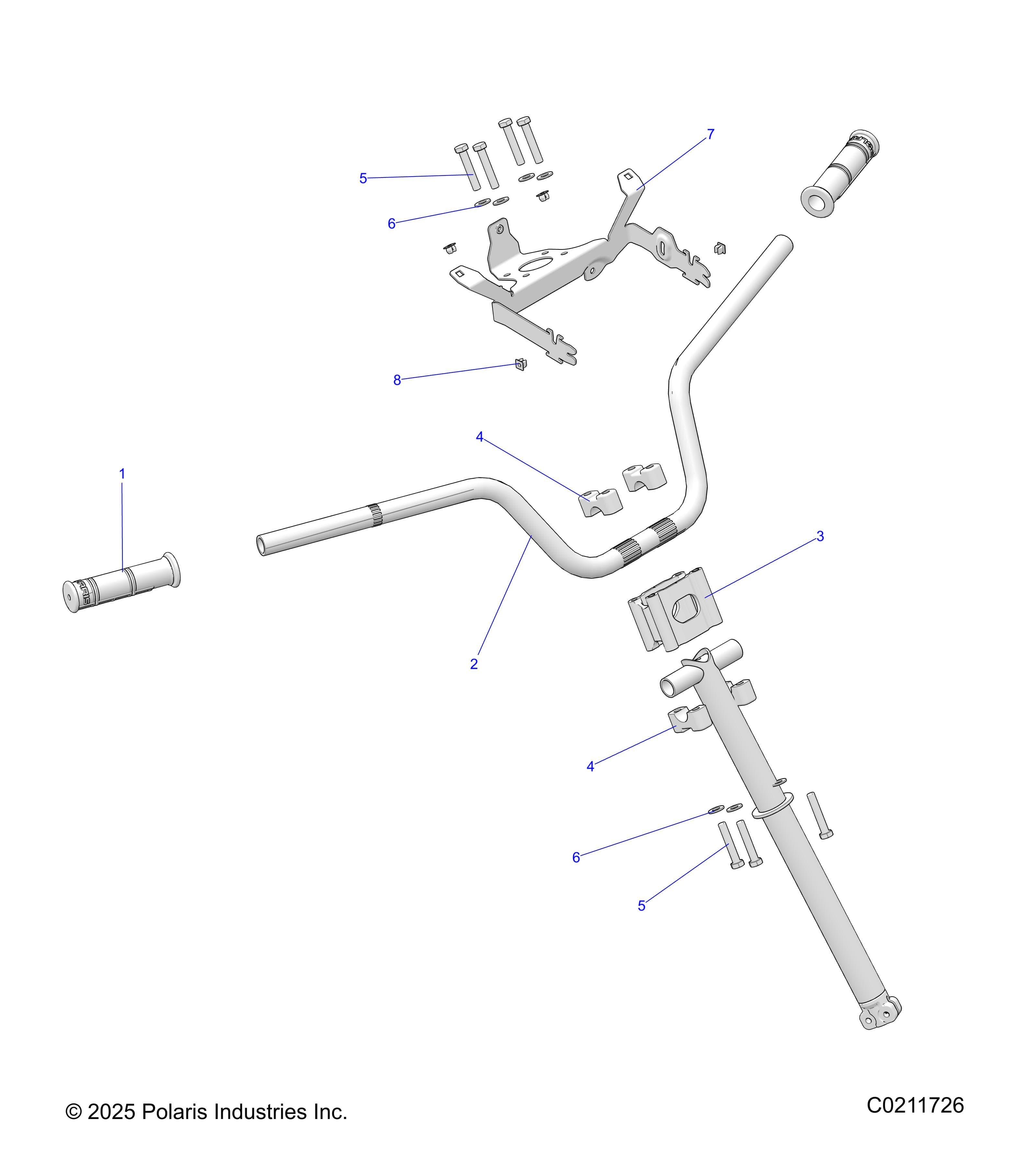 2026 SCRAMBLER XP 1000 S 49S R01 - A26SGE95AB — STEERING, HANDLEBAR and CLAMPS - A26SGE95AB (C0211726) diagram