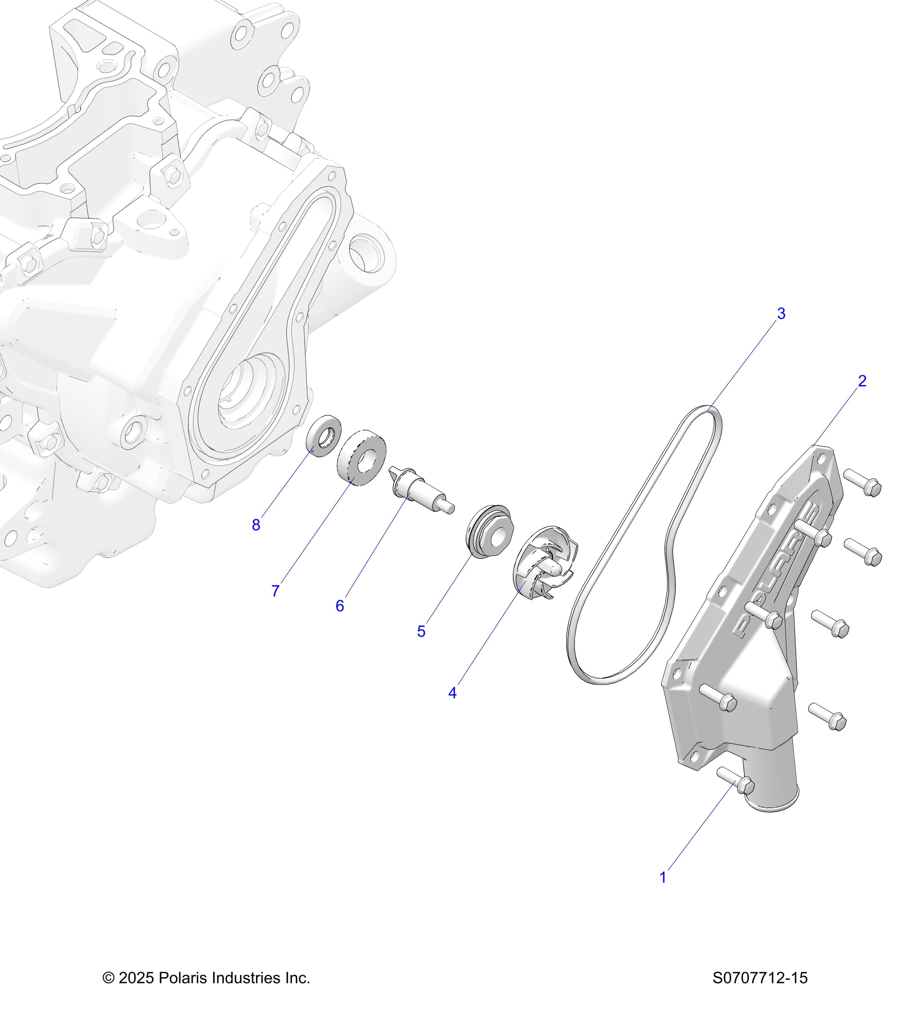 2026 RANGER 500 — ENGINE, WATERPUMP IMPELLER & COVER diagram