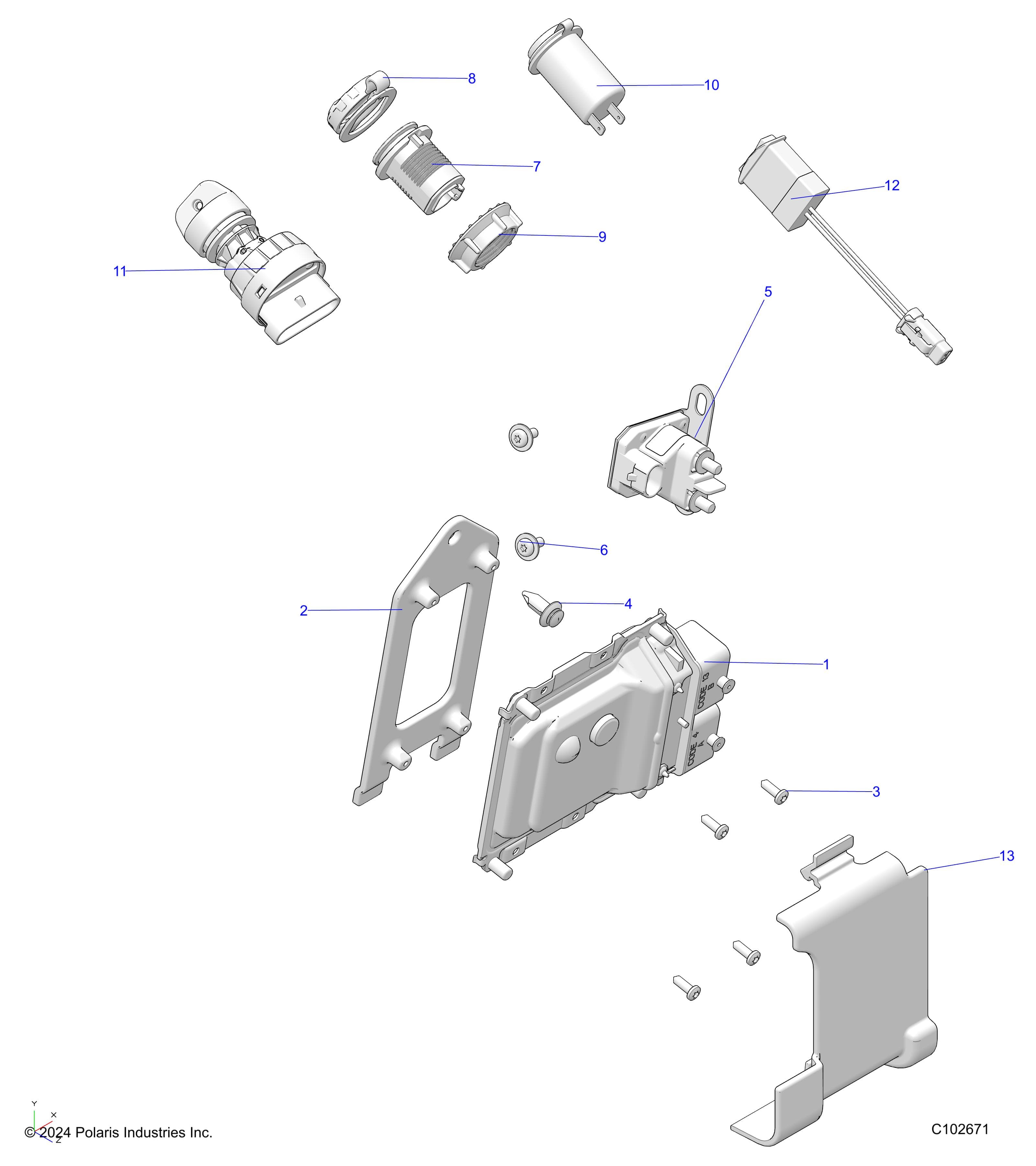 2026 SPORTSMAN 570 6X6 EPS 49S — ELECTRICAL, SWITCHES, SENSORS and ECM - A26SKE57A1 (C102671) diagram