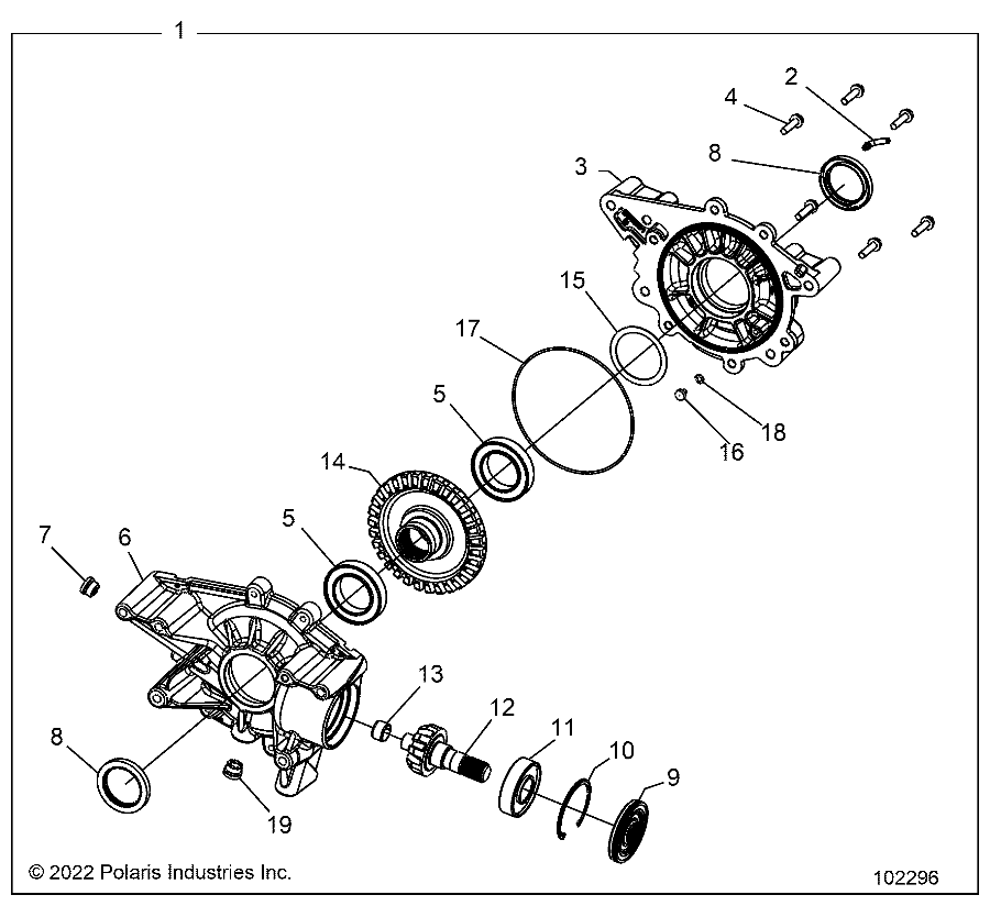 2026 SPORTSMAN 570 6X6 EPS 49S — DRIVE TRAIN, REAR GEARCASE - A26SKE57A1 (102296) diagram