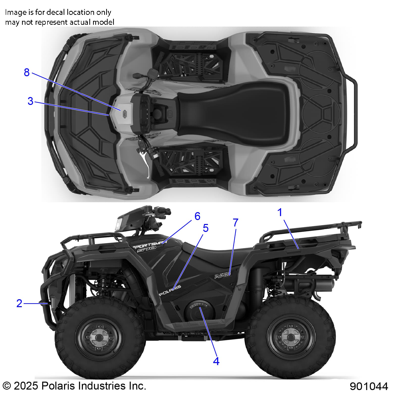 2026 SPORTSMAN 570 EPS — BODY, DECALS, GRAPHIC - A26SEE57A1/A4/A6/A9/B1/B4/B6 (901044) diagram