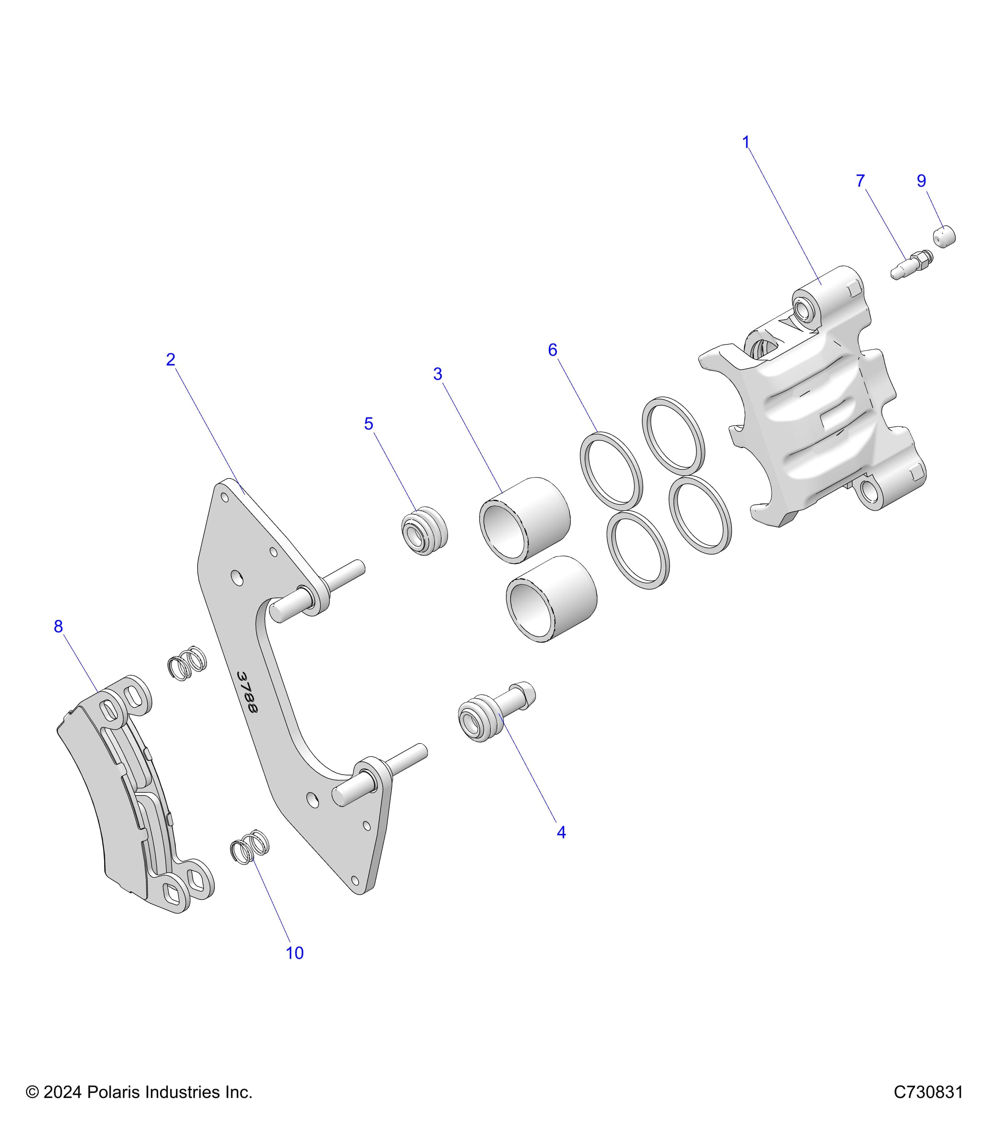 2026 RANGER 1000 CREW NON EPS — BRAKES, FRONT CALIPER - R26T6A99A1/B1 (C730831) diagram