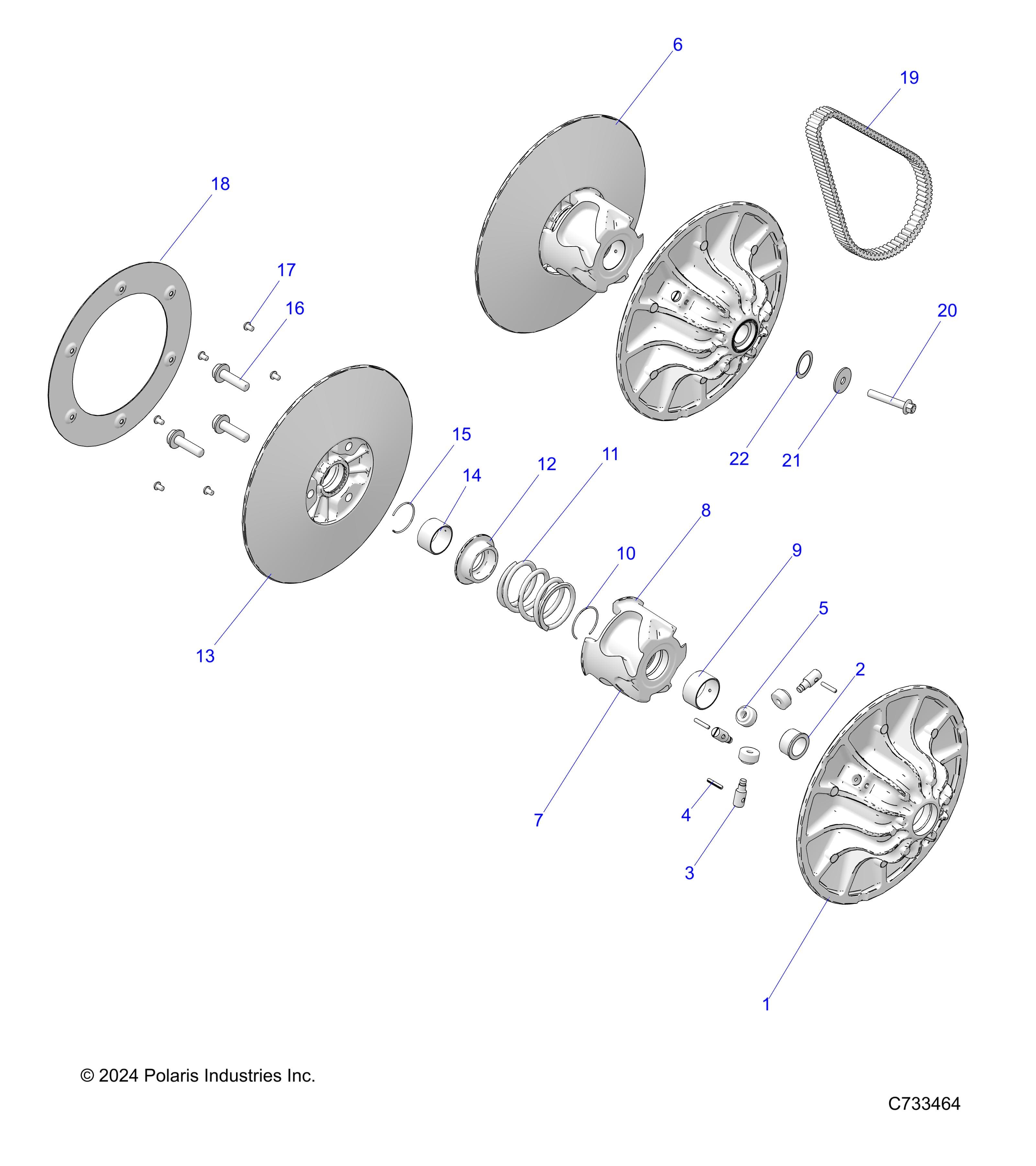 2026 RANGER 1000 XP CREW NSTR ULTIMATE TRAIL BOSS — DRIVE TRAIN, SECONDARY CLUTCH - R26RSV99AK (C733464) diagram