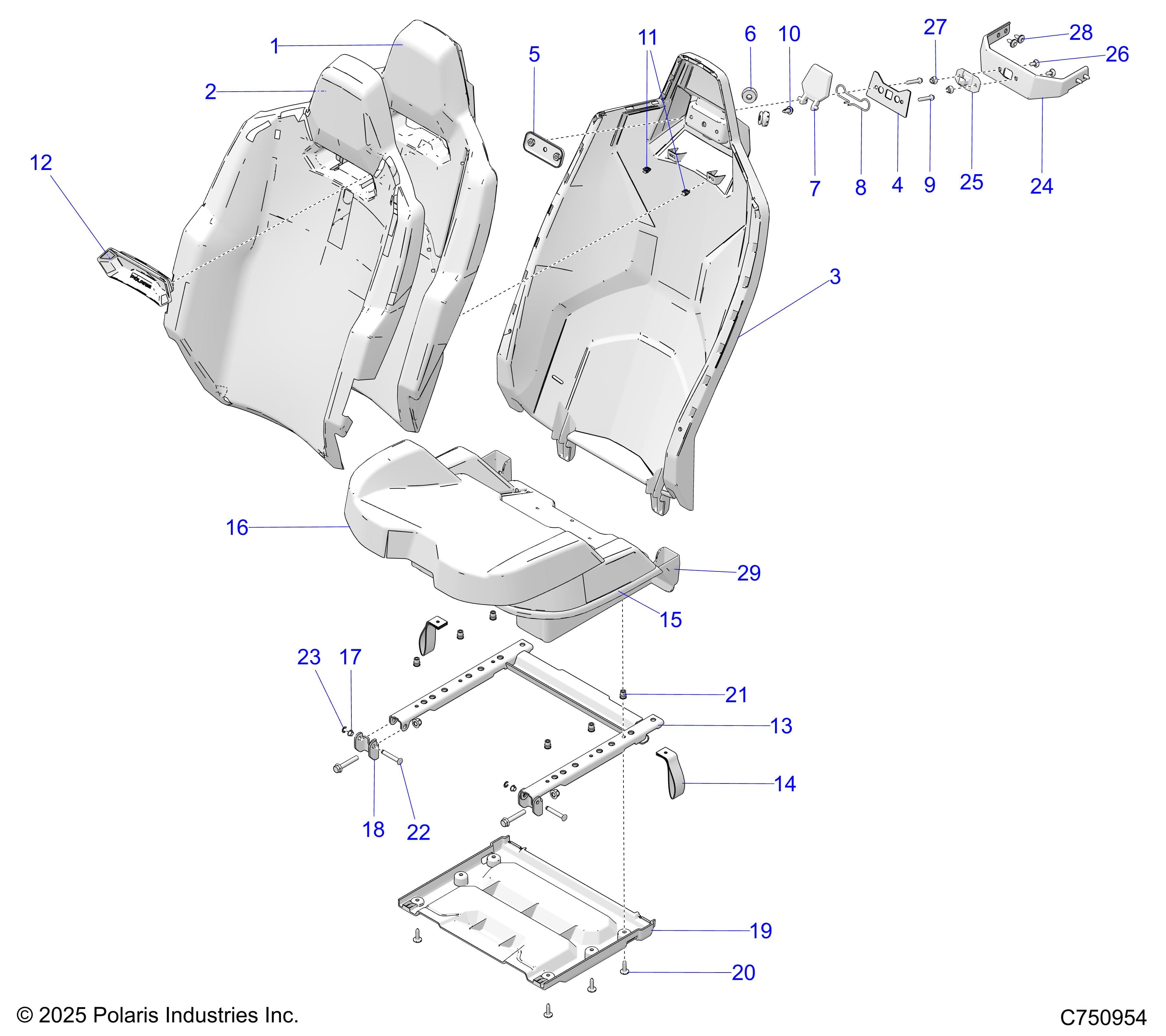 2026 RZR PRO XP 4 ULTIMATE — BODY, SEAT ASM, & MOUNTING, REAR - Z26X4D92AH/BH/AN/BN (C750954) diagram