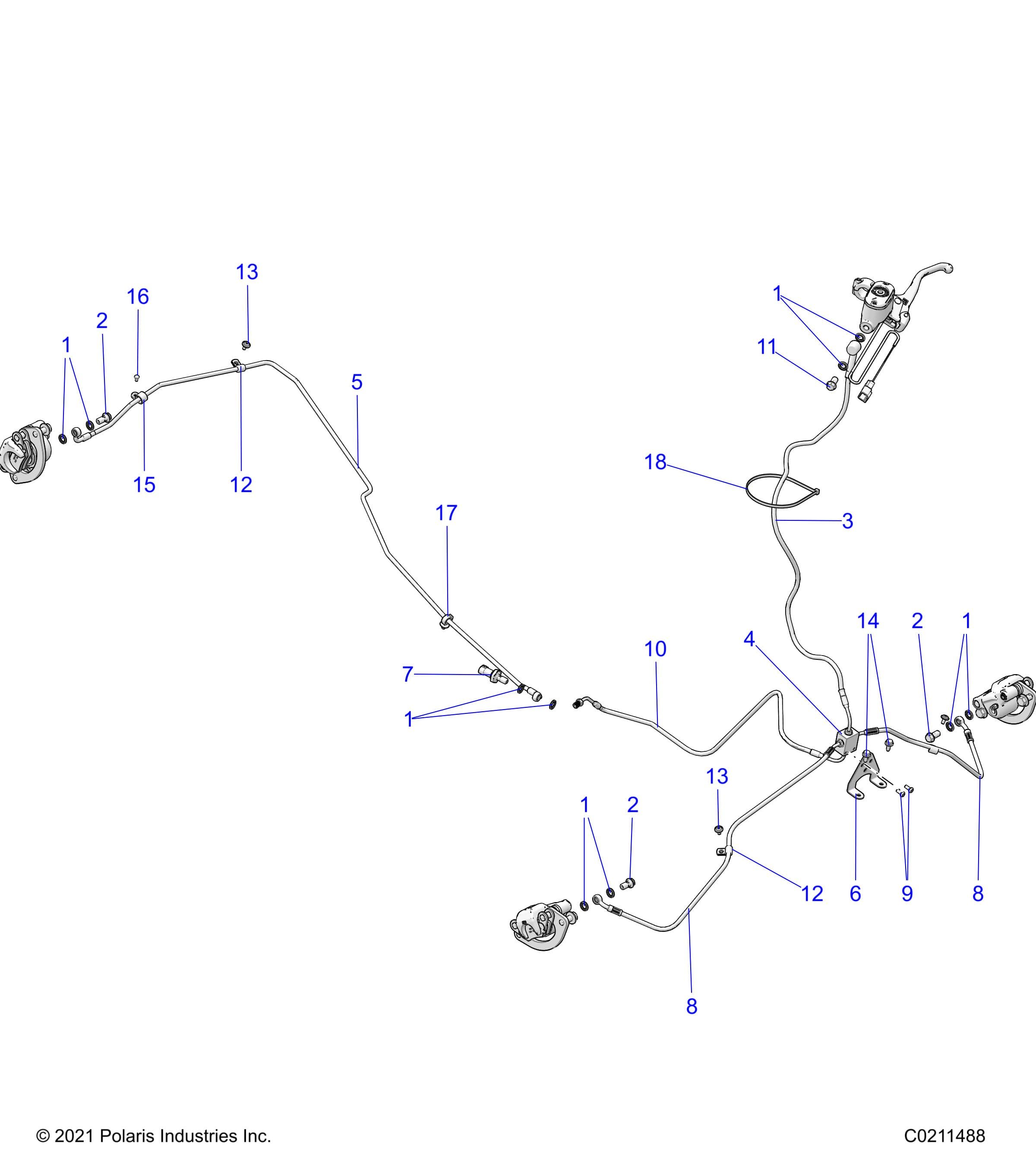 2026 SPORTSMAN 850 TRAIL 49 R01 - A26SXZ85A9/AN/AZ — BRAKES, BRAKE LINES - A26SXZ85A9/AN/AZ (C0211488) diagram