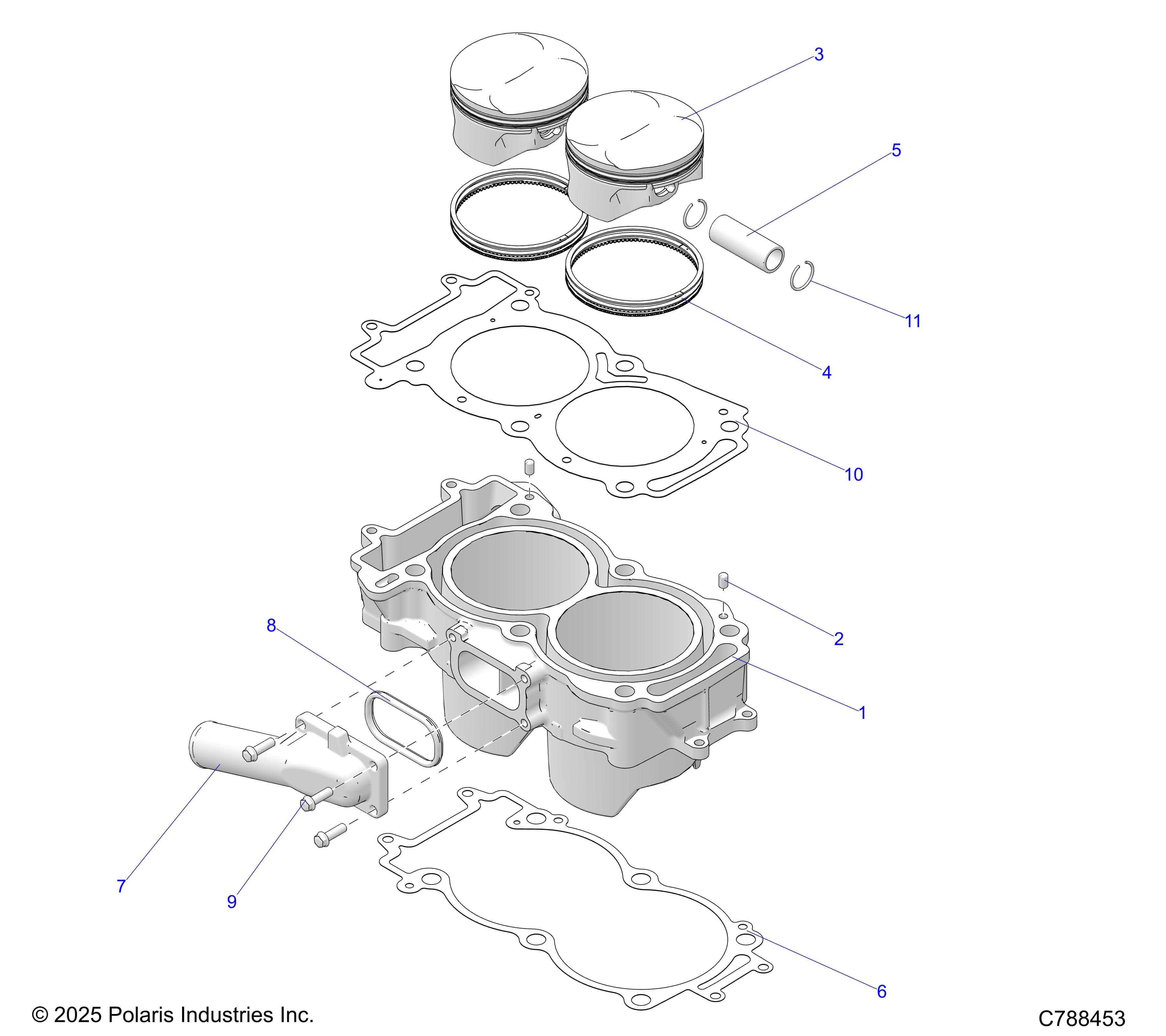 2026 RANGER 1000 XP NSTR ULTIMATE TRAIL BOSS — ENGINE, CYLINDER & PISTON - R25RRV99AC (C788453) diagram