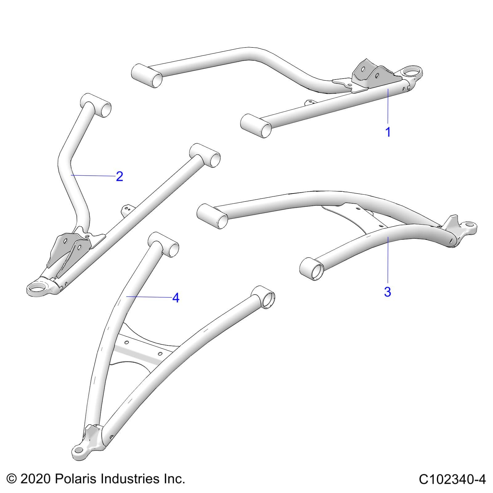 2026 SCRAMBLER XP 1000 S 49S R01 - A26SGE95AB — SUSPENSION, FRONT A-ARMS - A26SGE95AB (C102340-4) diagram