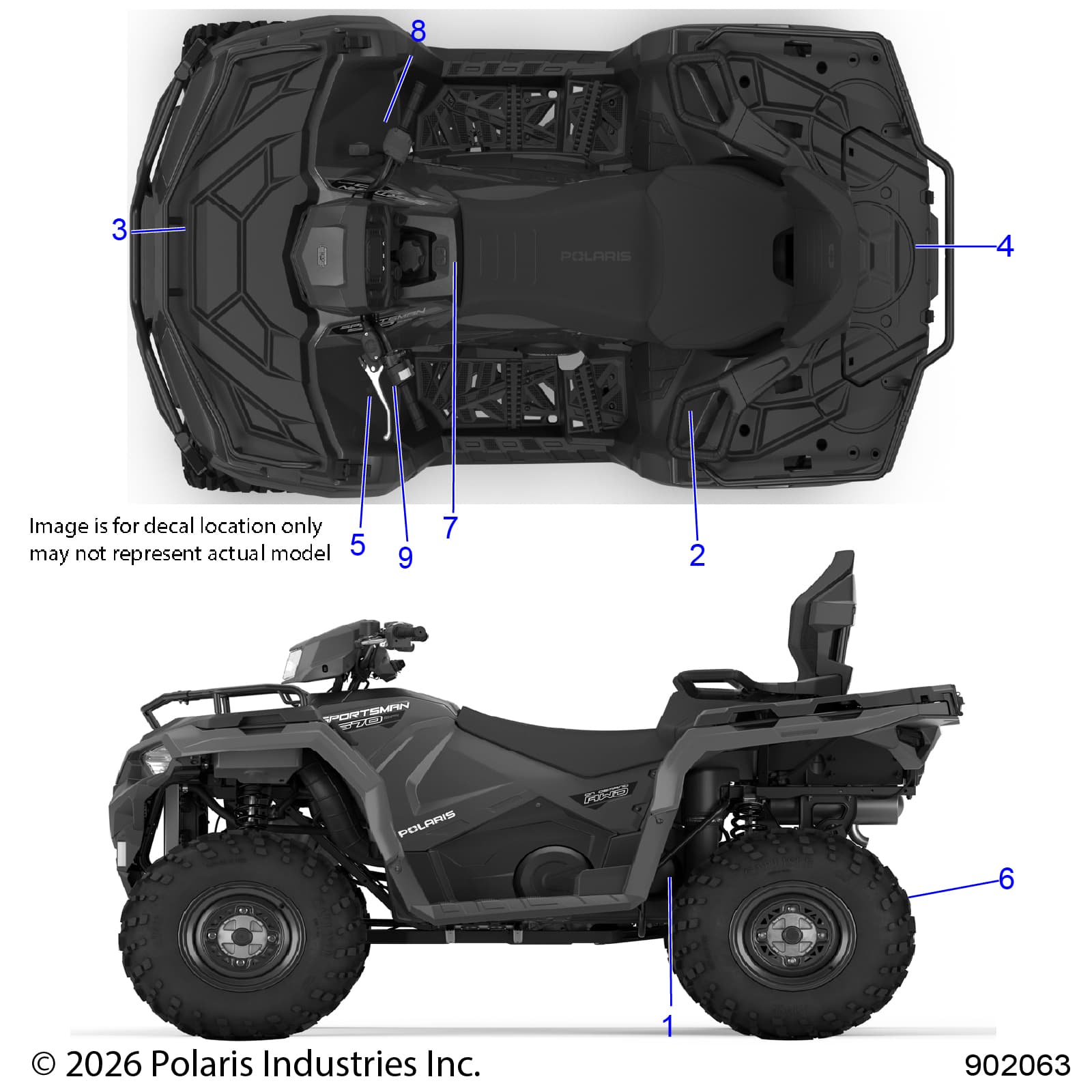 2026 SPORTSMAN TOURING 570 — BODY, DECALS, STANDARD - A26SDA57A7 (900860) diagram