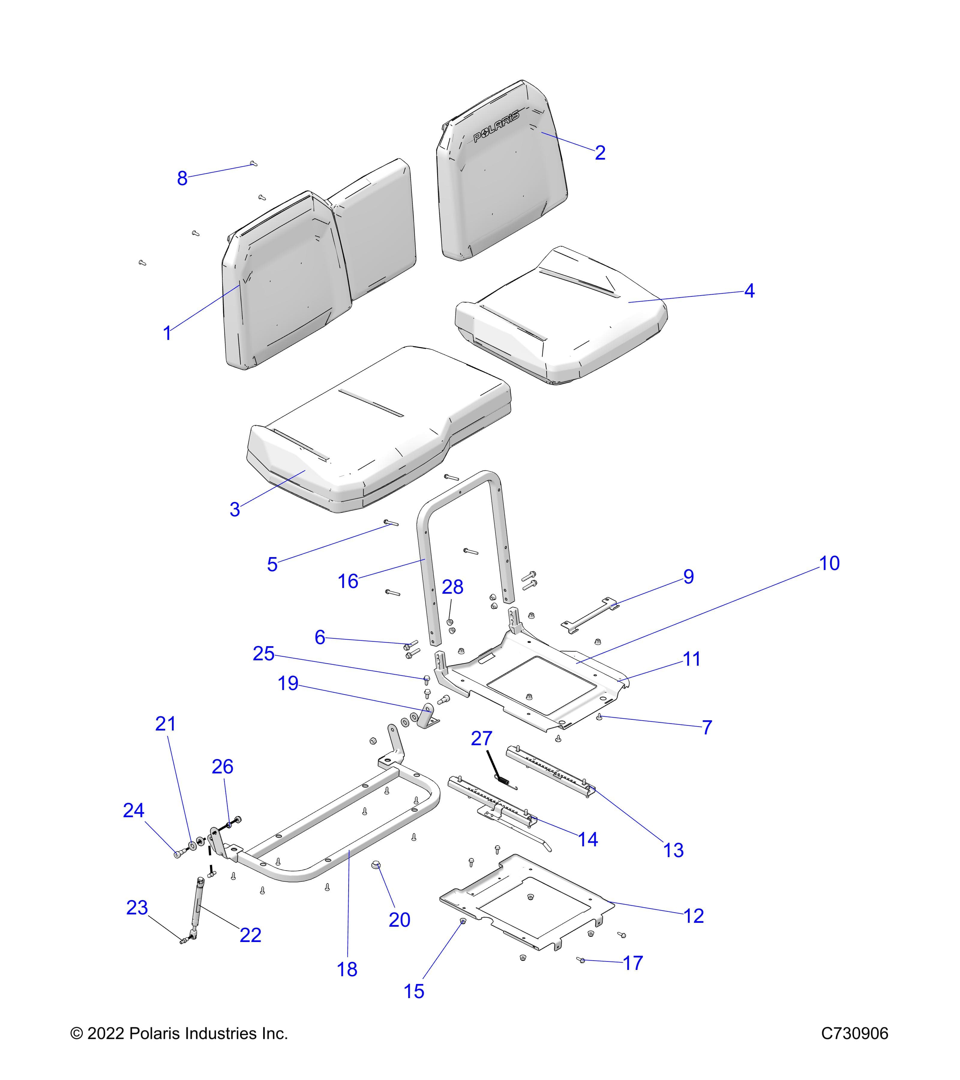 2026 RANGER 1000 XP CREW TEXAS EDITION — BODY, SEAT ASSEMBLY & SLIDER - R26RSF99AL (C730906) diagram