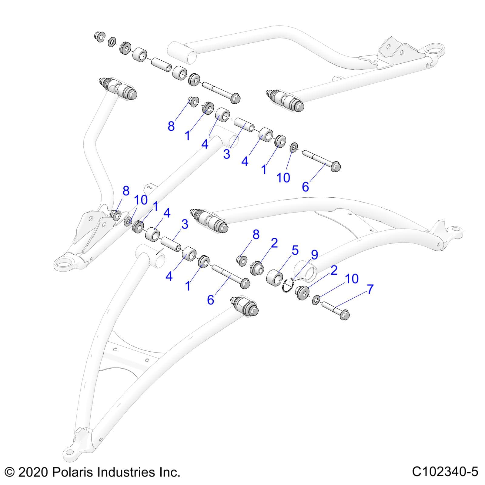 2026 SCRAMBLER XP 1000 S 49S R01 - A26SGE95AB — SUSPENSION, FRONT A-ARM, MOUNTING - A26SGE95AB (C102340-5) diagram