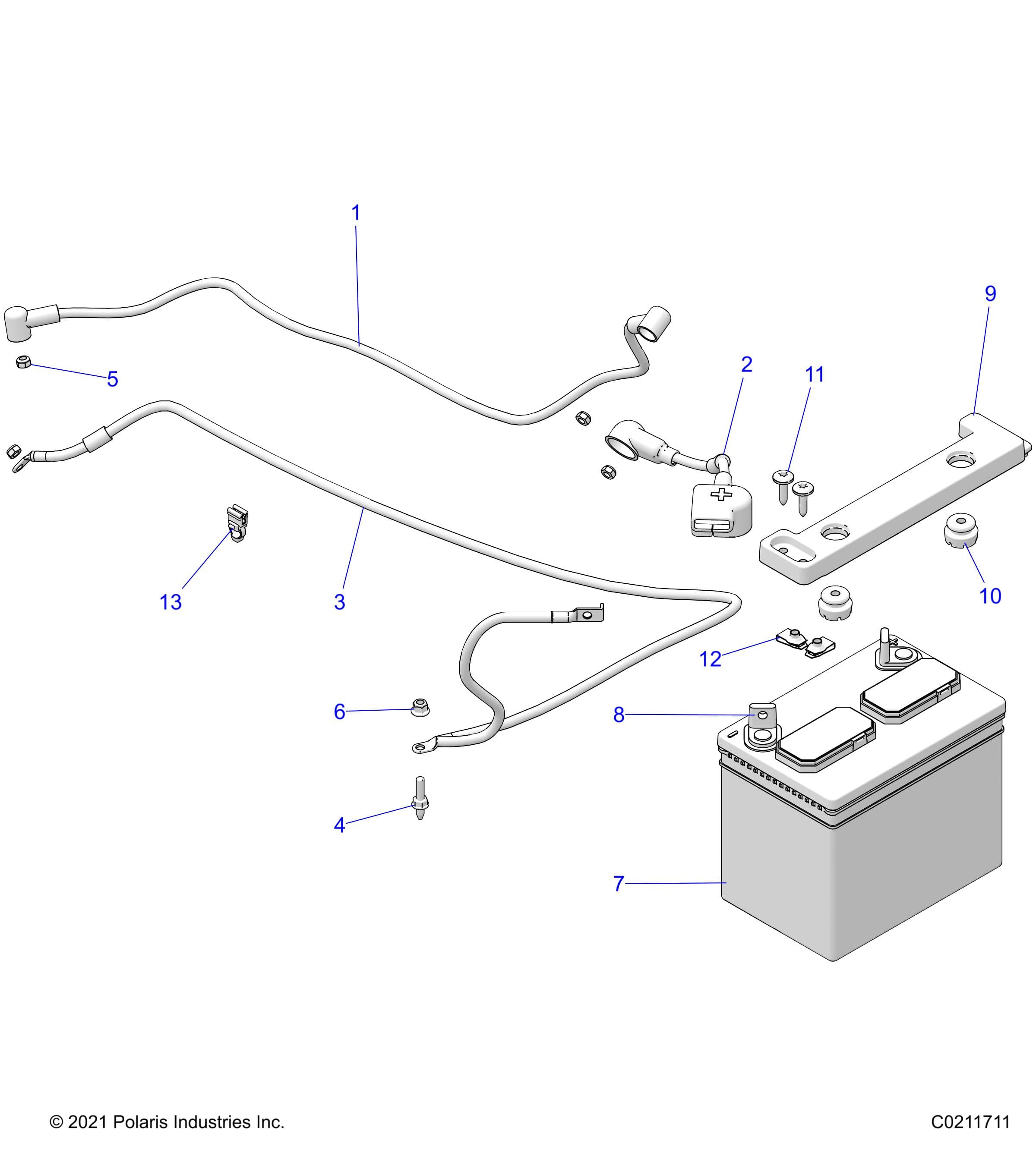 2026 SPORTSMAN 570 EPS — ELECTRICAL, BATTERY - A26SEE57A1/A4/A6/A9/B1/B4/B6 (C0211711) diagram