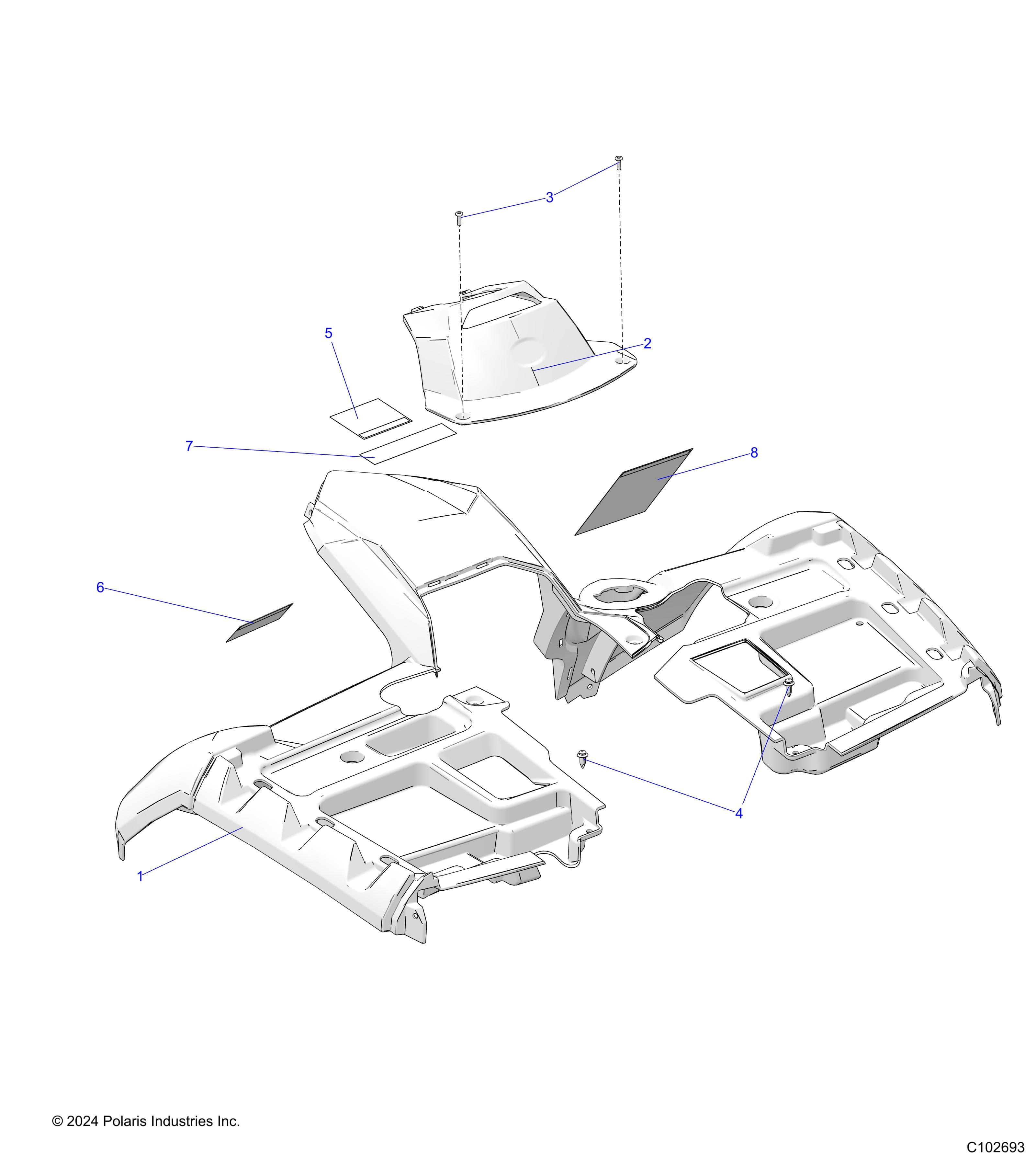 2026 SPORTSMAN TOURING 850 48" R02 - A26SYE85AL — BODY, FRONT CAB and COVER - A26SYE85AL (C102693) diagram