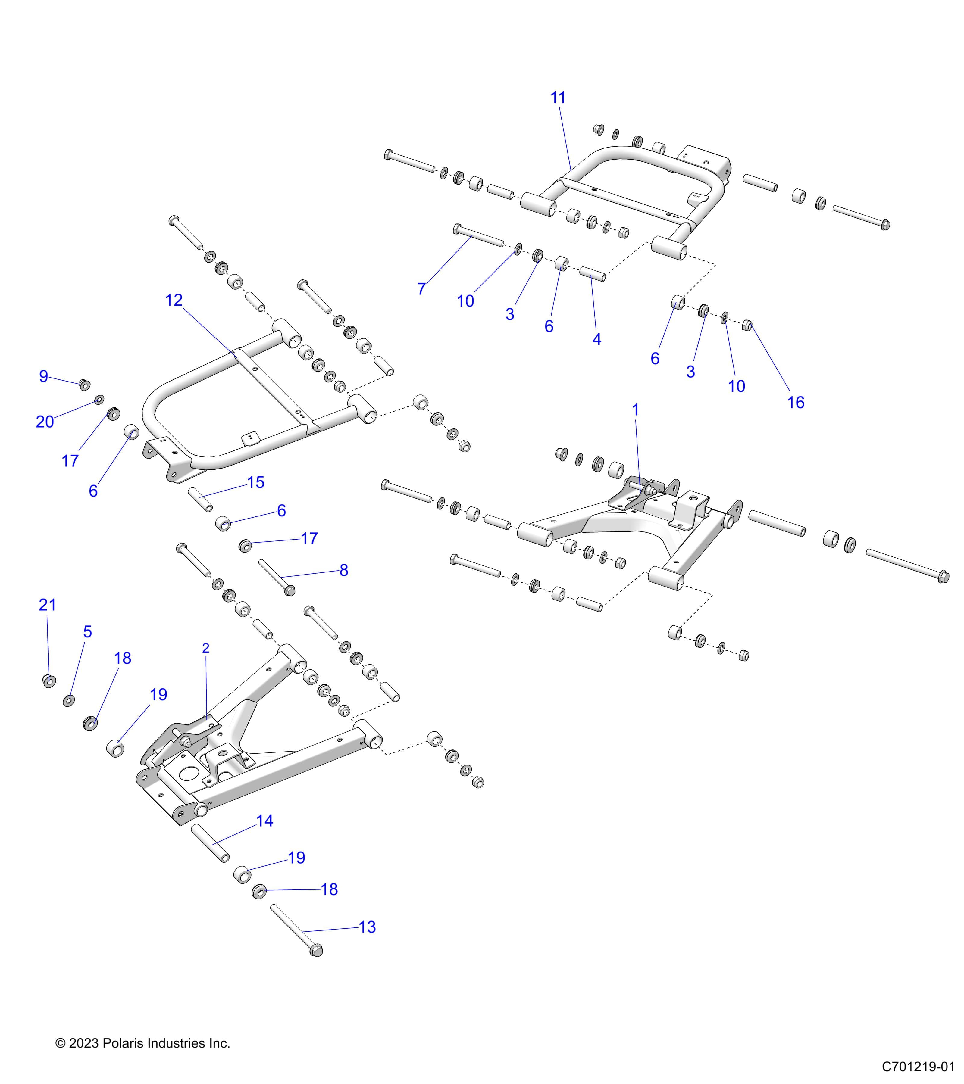 2026 RANGER 1000 XP NSTR ULTIMATE TRAIL BOSS — SUSPENSION, REAR CONTROL ARMS - R26RRV99AK (C701219-01) diagram