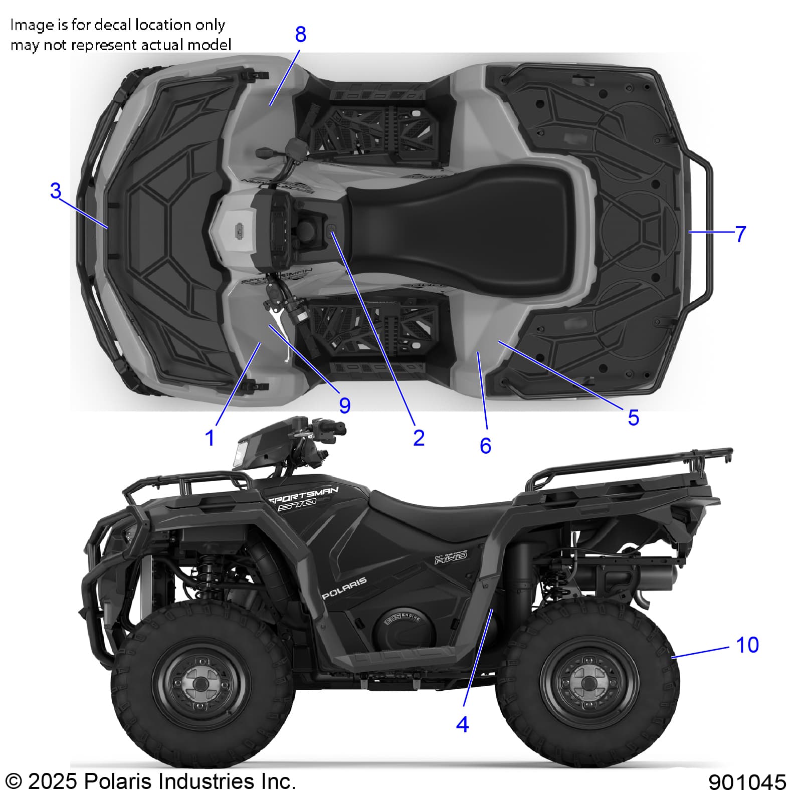 2026 SPORTSMAN 570 EPS — BODY, DECALS, STANDARD - A26SEE57A1/A4/A6/A9/B1/B4/B6 (901045) diagram