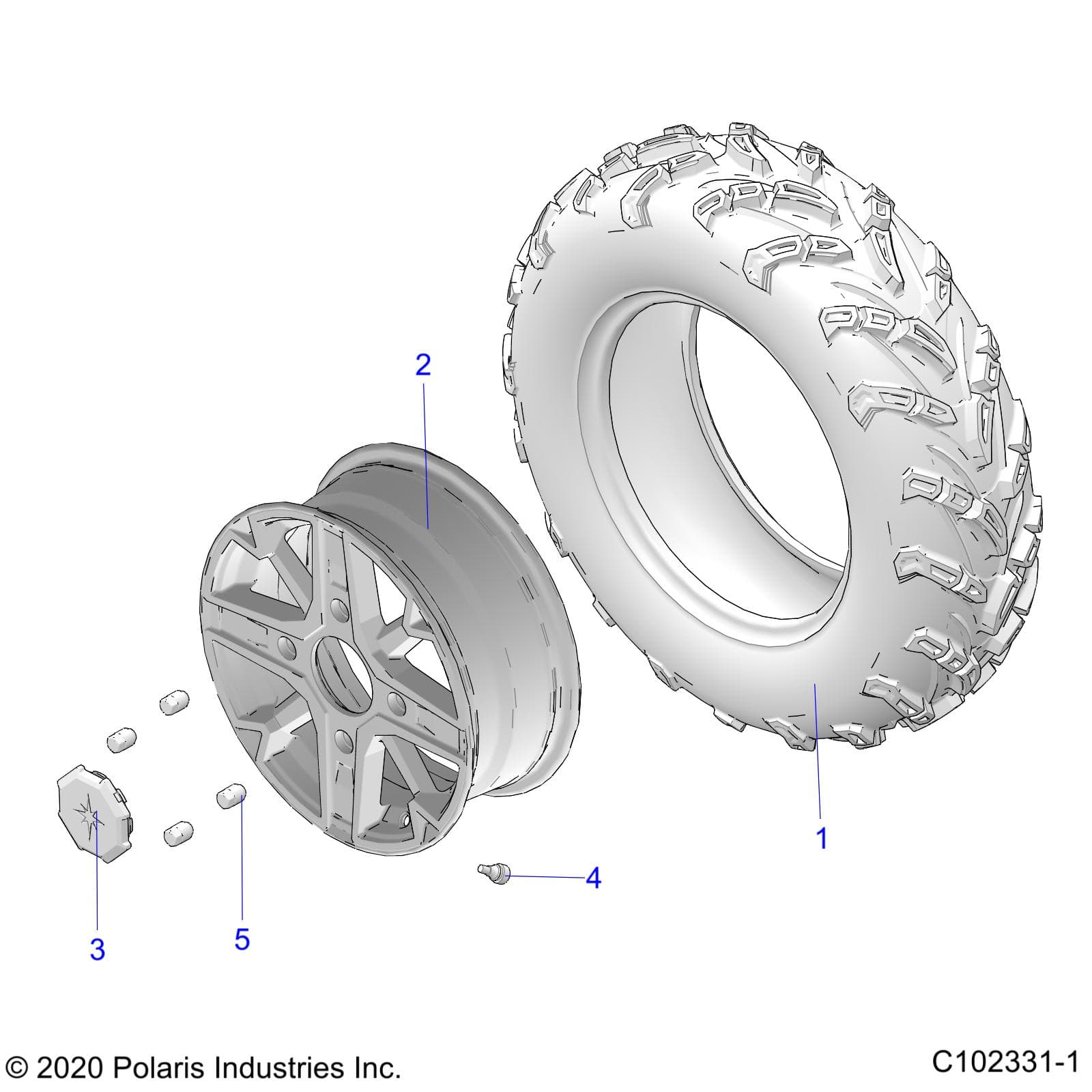 2026 SPORTSMAN TOURING 850 48" R02 - A26SYE85AL — WHEELS, FRONT - A26SYE85AL (C102331-1) diagram