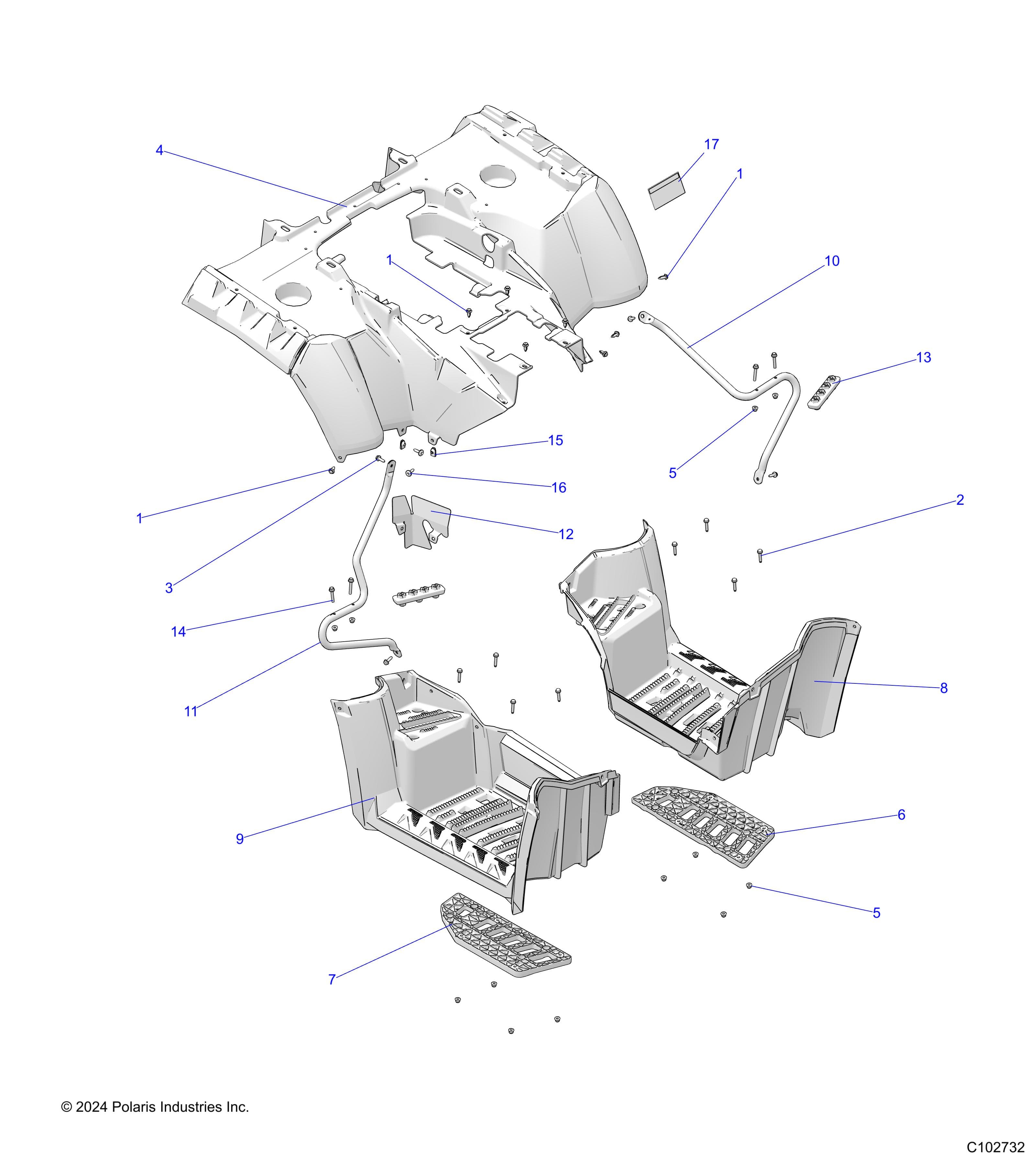 2026 SPORTSMAN TOURING XP 1000 R01 - A26SYY95AK — BODY, REAR CAB and FOOTWELL - A26SYY95AK (C102732) diagram