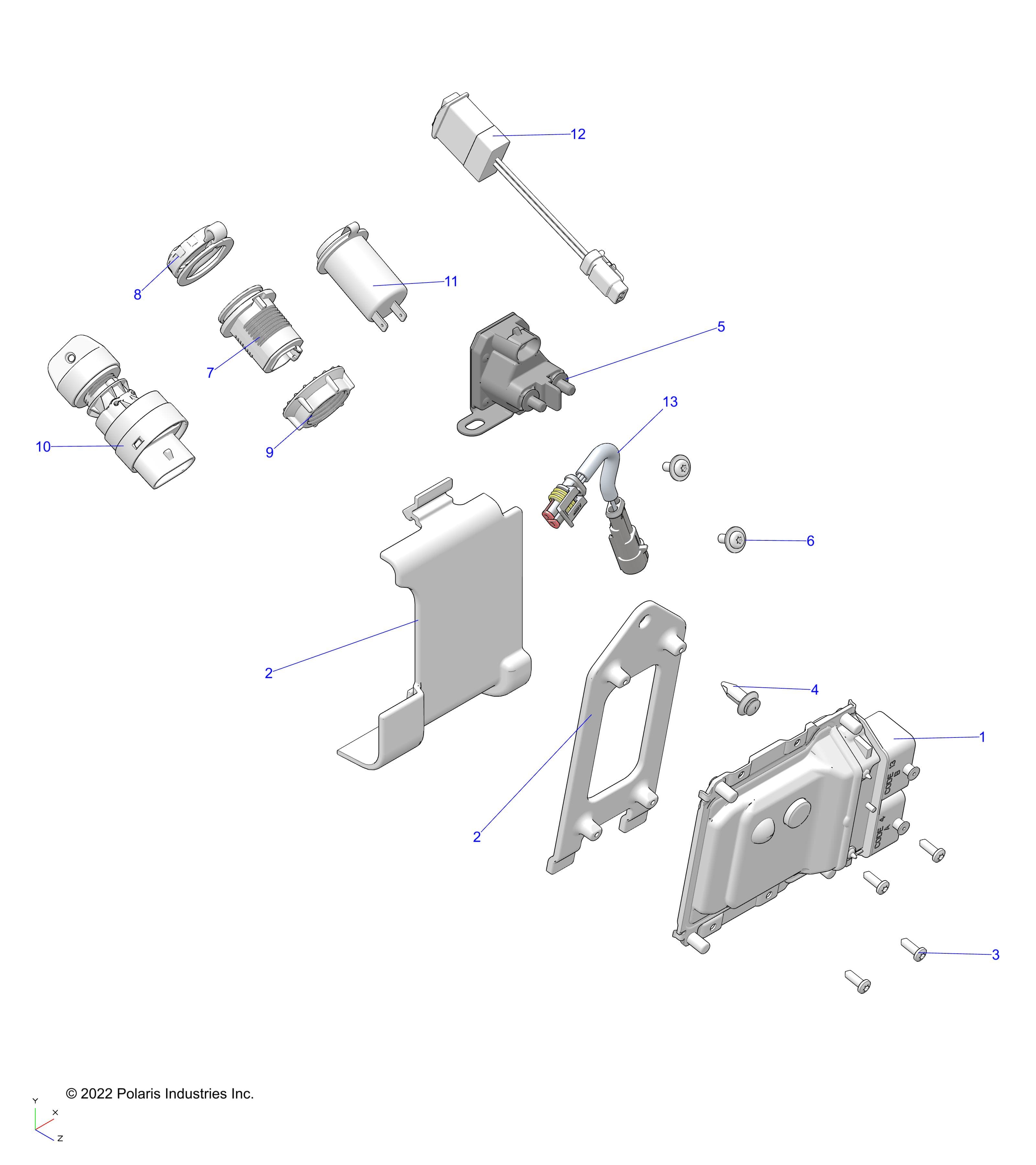 2026 SPORTSMAN 570 EPS TRAIL PACKAGE — ELECTRICAL, SWITCHES, SENSORS and ECM - A26SHY57AL/AS (C102470) diagram
