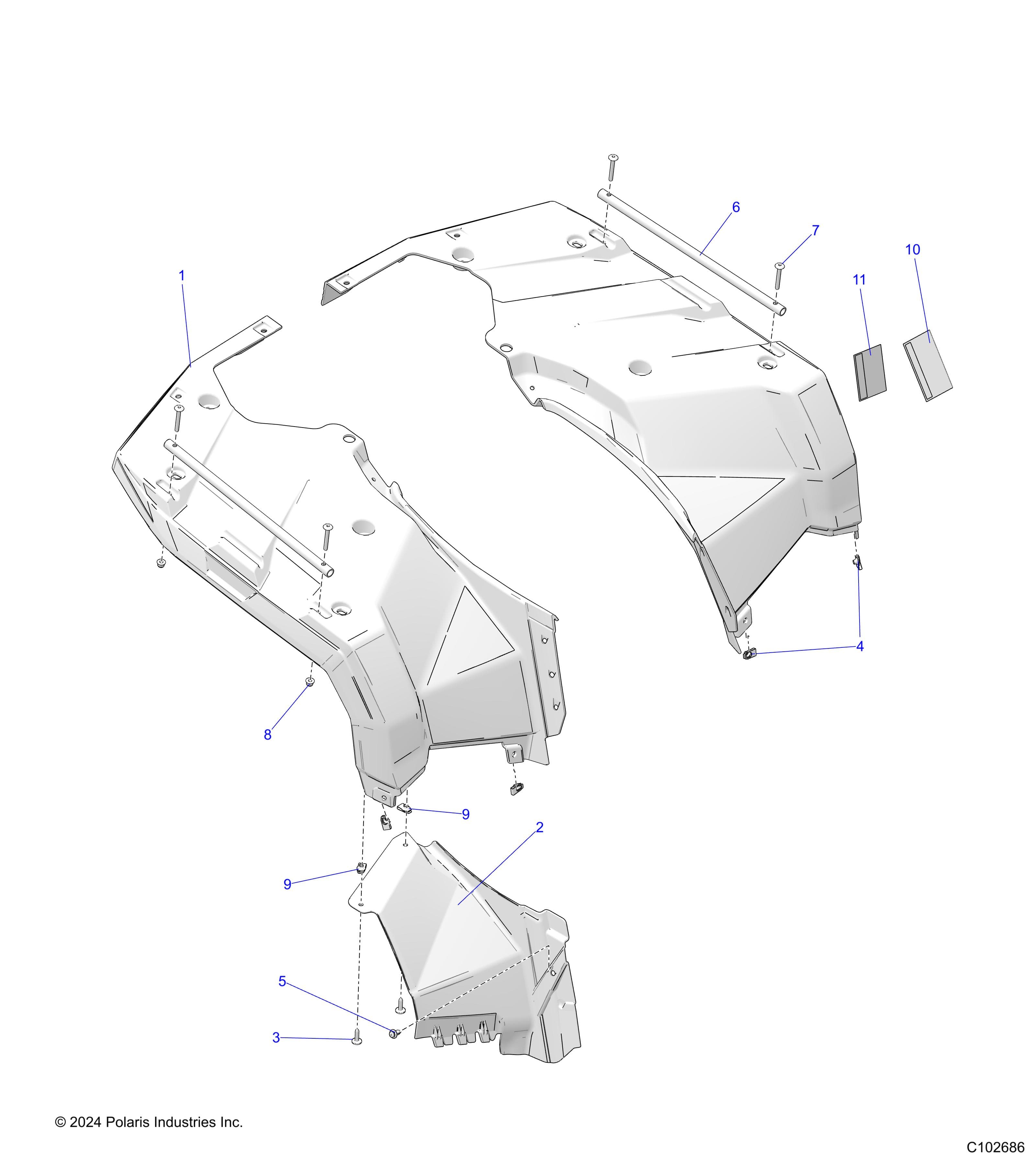 2026 SPORTSMAN 570 EPS PREM 40th — BODY, REAR CAB - A26SEZ57AB/BB (C102686) diagram