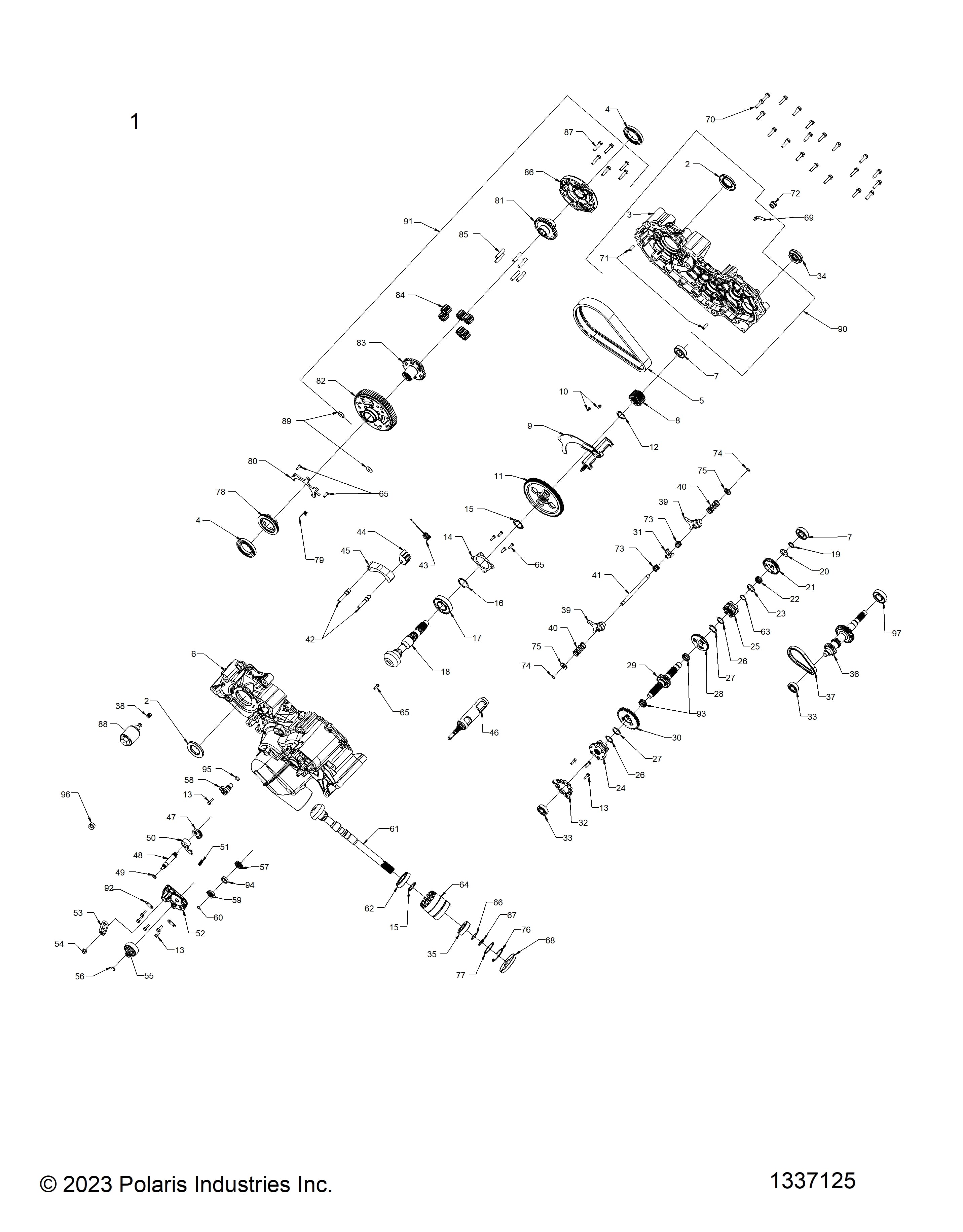 2026 SPORTSMAN 570 X2 EPS — DRIVE TRAIN, MAIN GEARCASE - A26SWE57AL (1337125) diagram