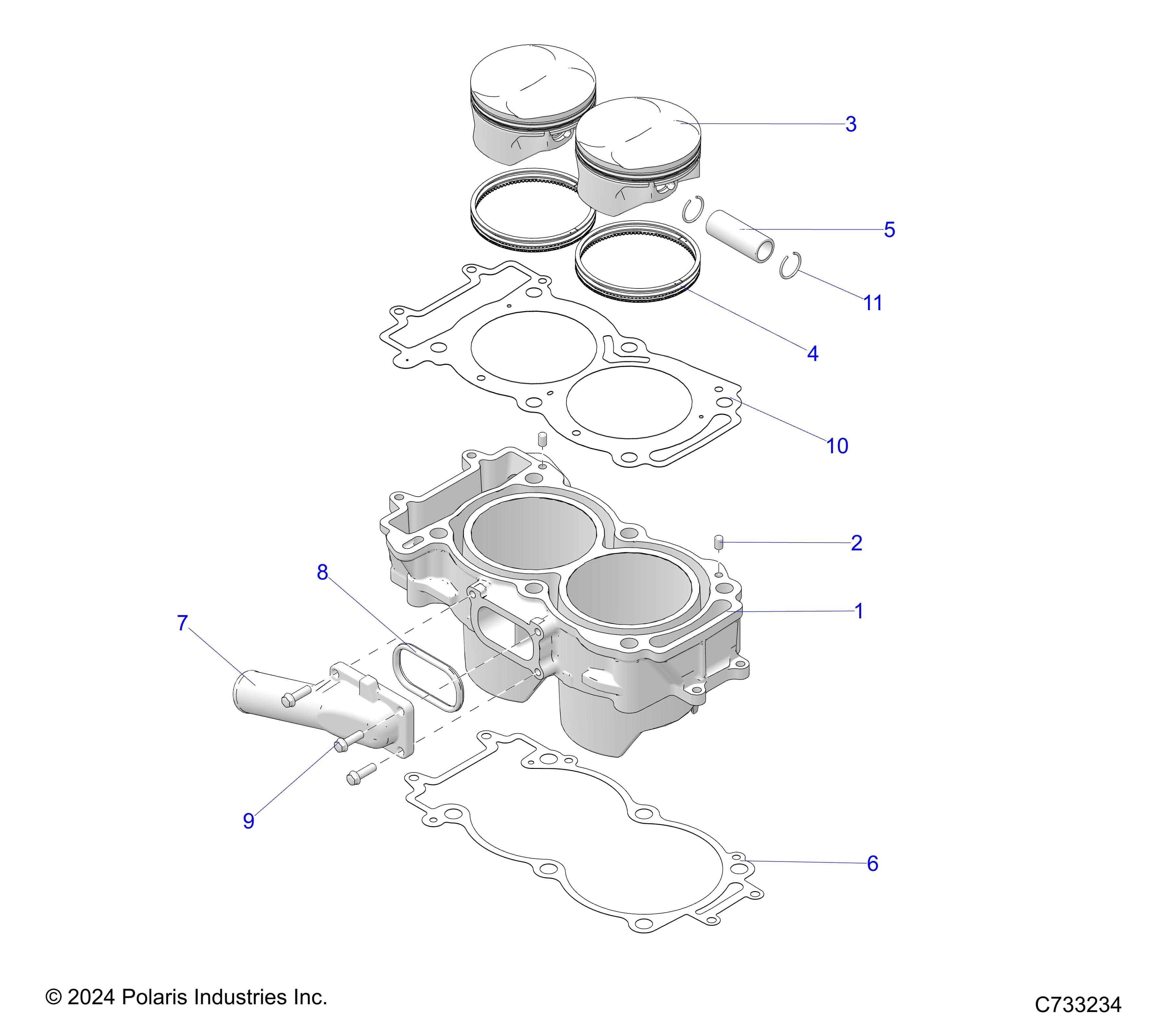 2026 RANGER 1000 NON EPS — ENGINE, CYLINDER & PISTON - R26TAA99A1/B1 (C733234) diagram