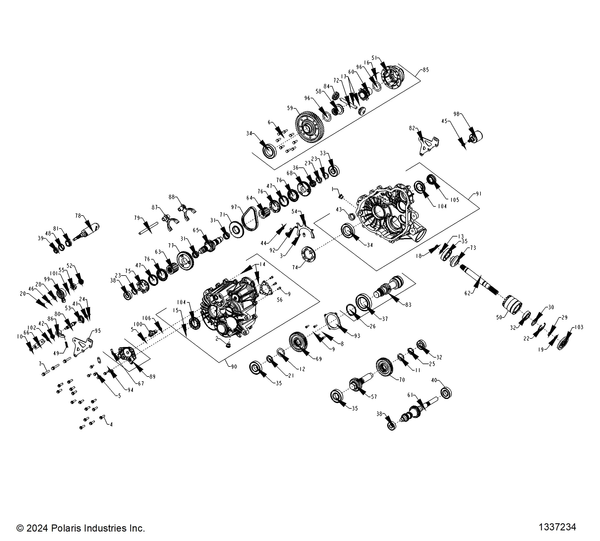 2026 RANGER 1000 CABBED — DRIVE TRAIN, MAIN GEARCASE INTERNALS diagram