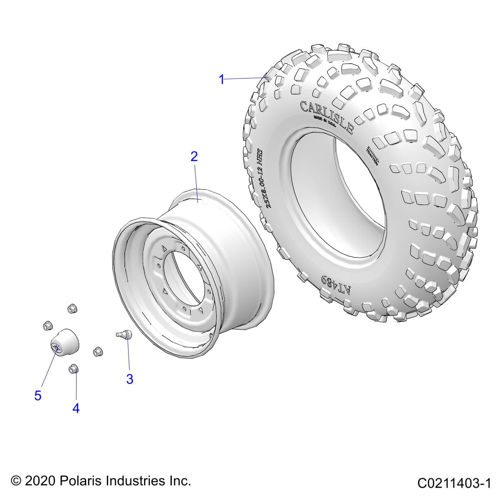 2026 SPORTSMAN 450 50S — WHEELS, FRONT TIRE - A26SEA50B1/B4 (C0211403-1) diagram