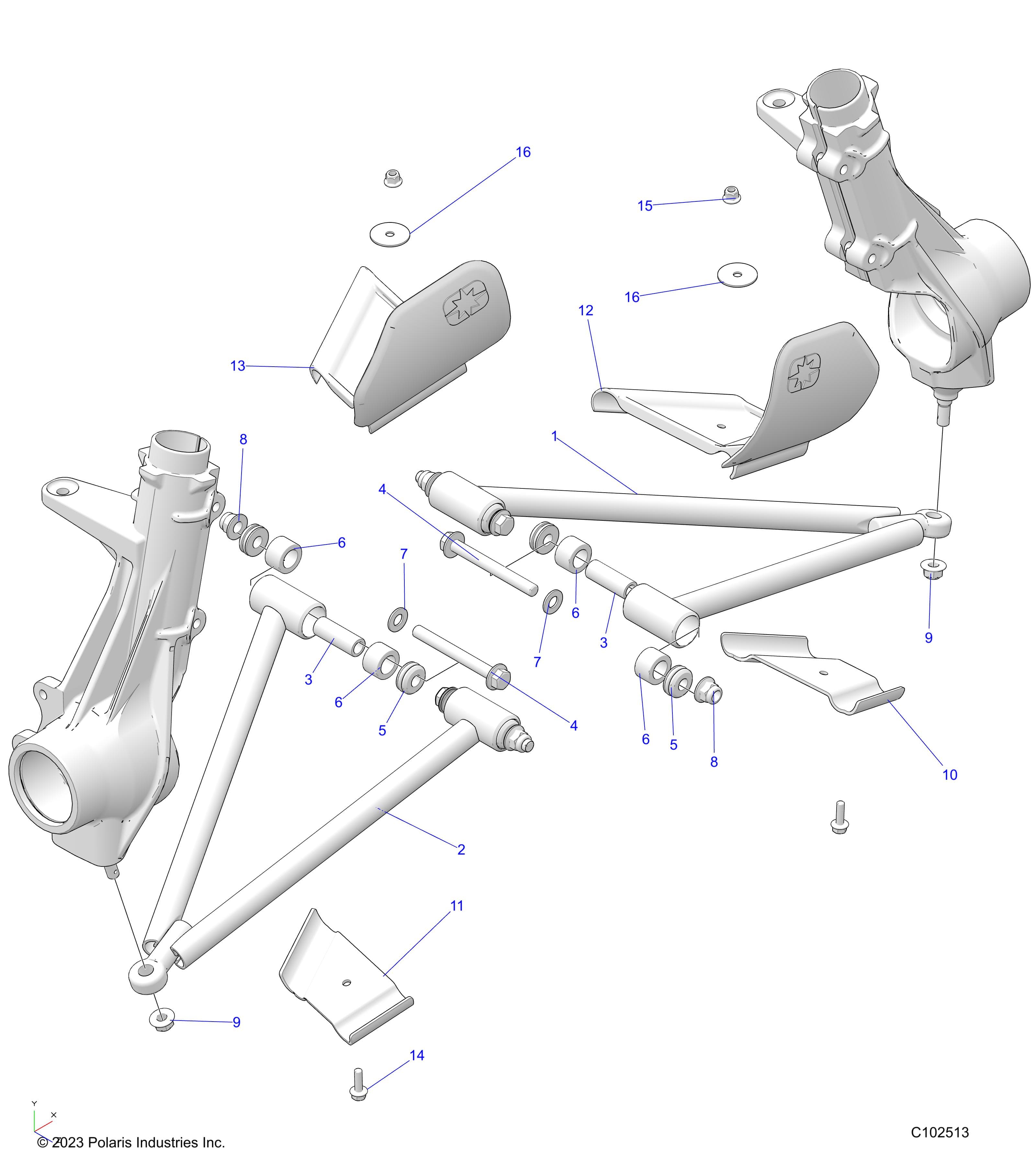 2026 SPORTSMAN 570 X2 EPS — SUSPENSION, A-ARM and STRUT MOUNTING - A26SWE57AL (C102513) diagram