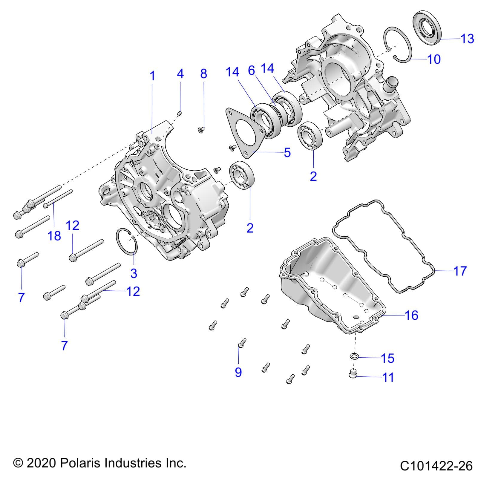 2026 SPORTSMAN TOURING 570 — ENGINE, CRANKCASE - A26SDA57A7 (C101422-26) diagram