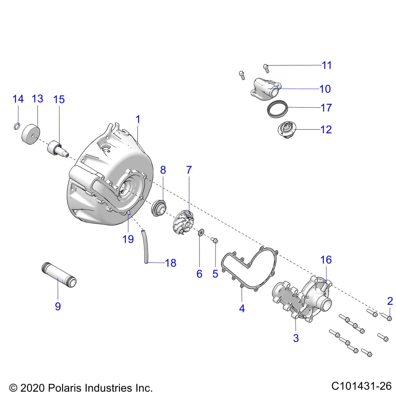 2026 SPORTSMAN TOURING XP 1000 R01 - A26SYY95AK — ENGINE, COOLING SYSTEM and WATER PUMP - A26SYY95AK (C101431-26) diagram