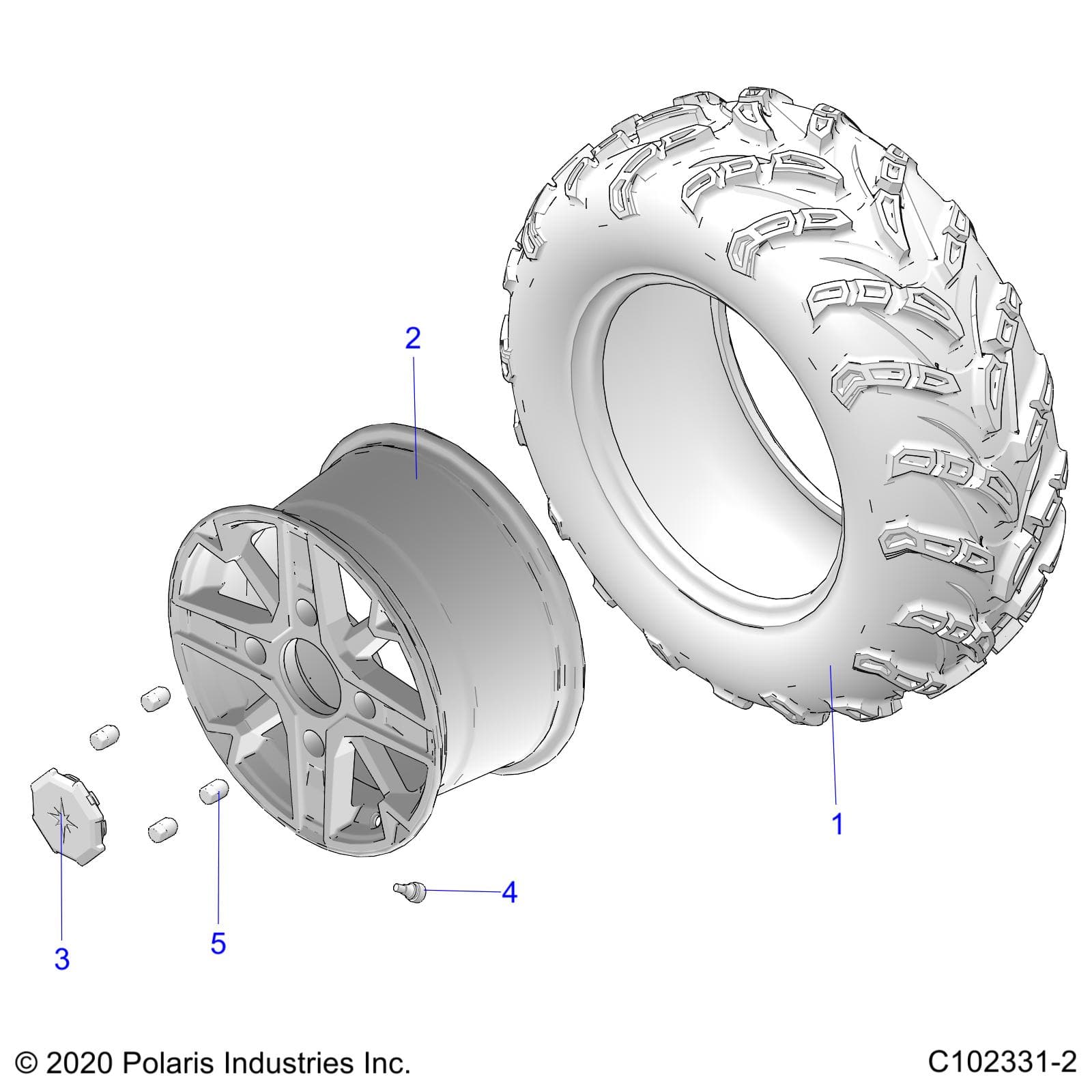 2026 SPORTSMAN 850 48" R02 - A26SXA85A1 — WHEELS, REAR - A26SXA85A1 (C102331-2) diagram
