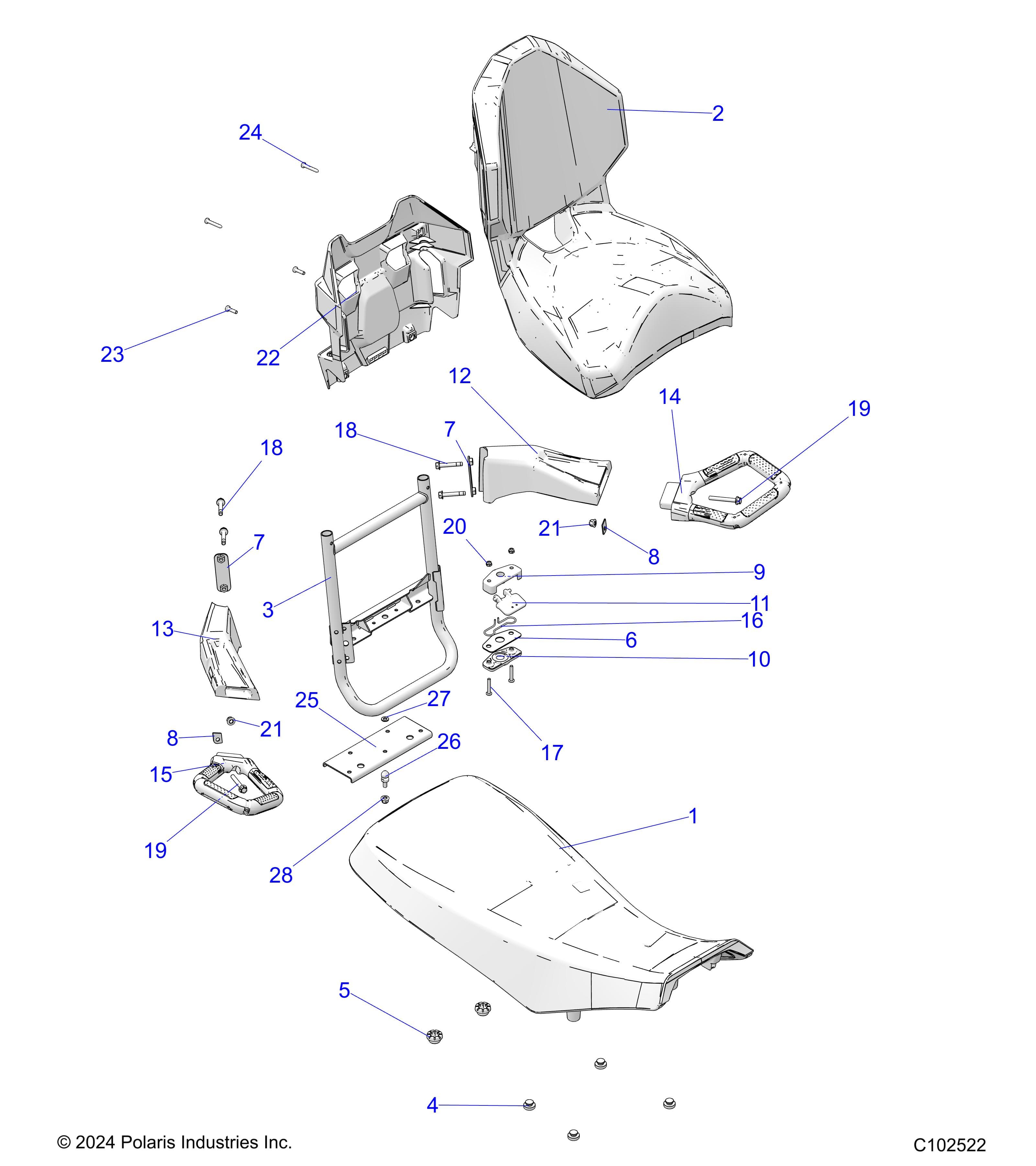 2026 SPORTSMAN TOURING 570 — BODY, SEAT - A26SDA57A7 (C102522) diagram