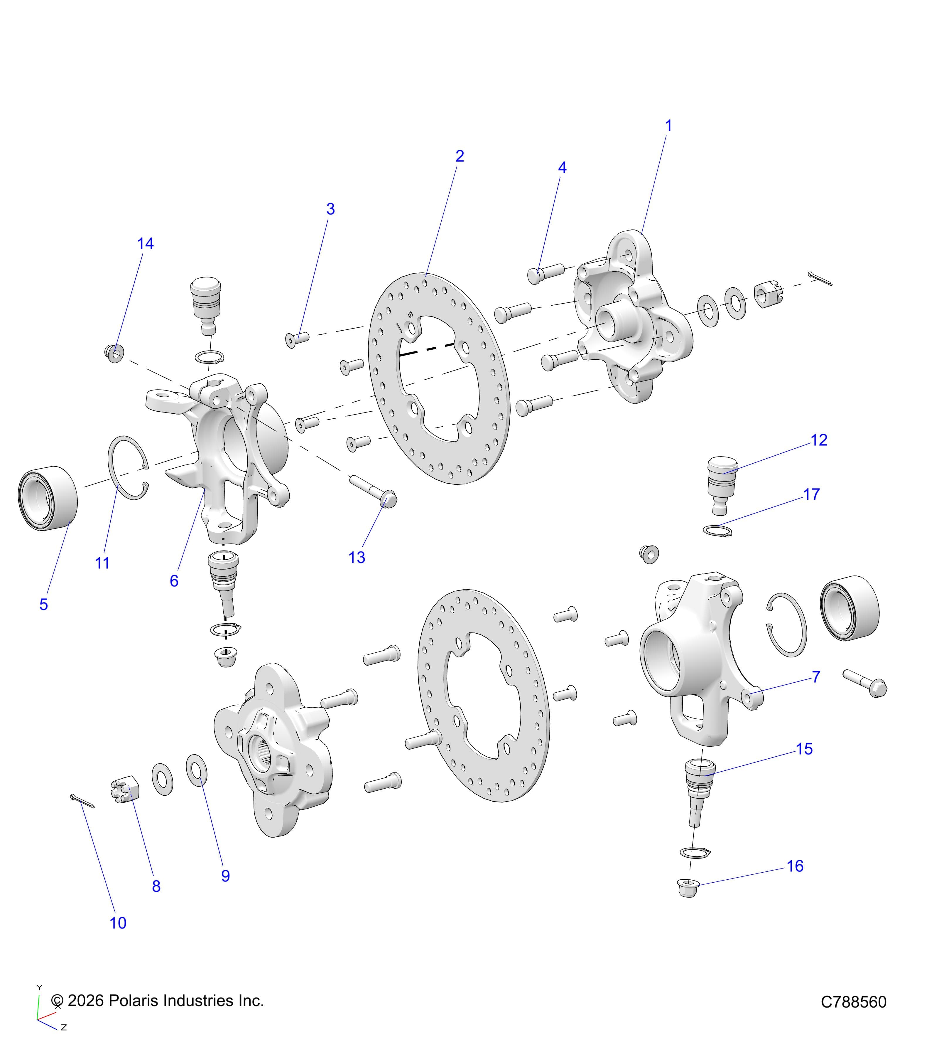 2026 RANGER 1000 CABBED — SUSPENSION, FRONT HUB diagram