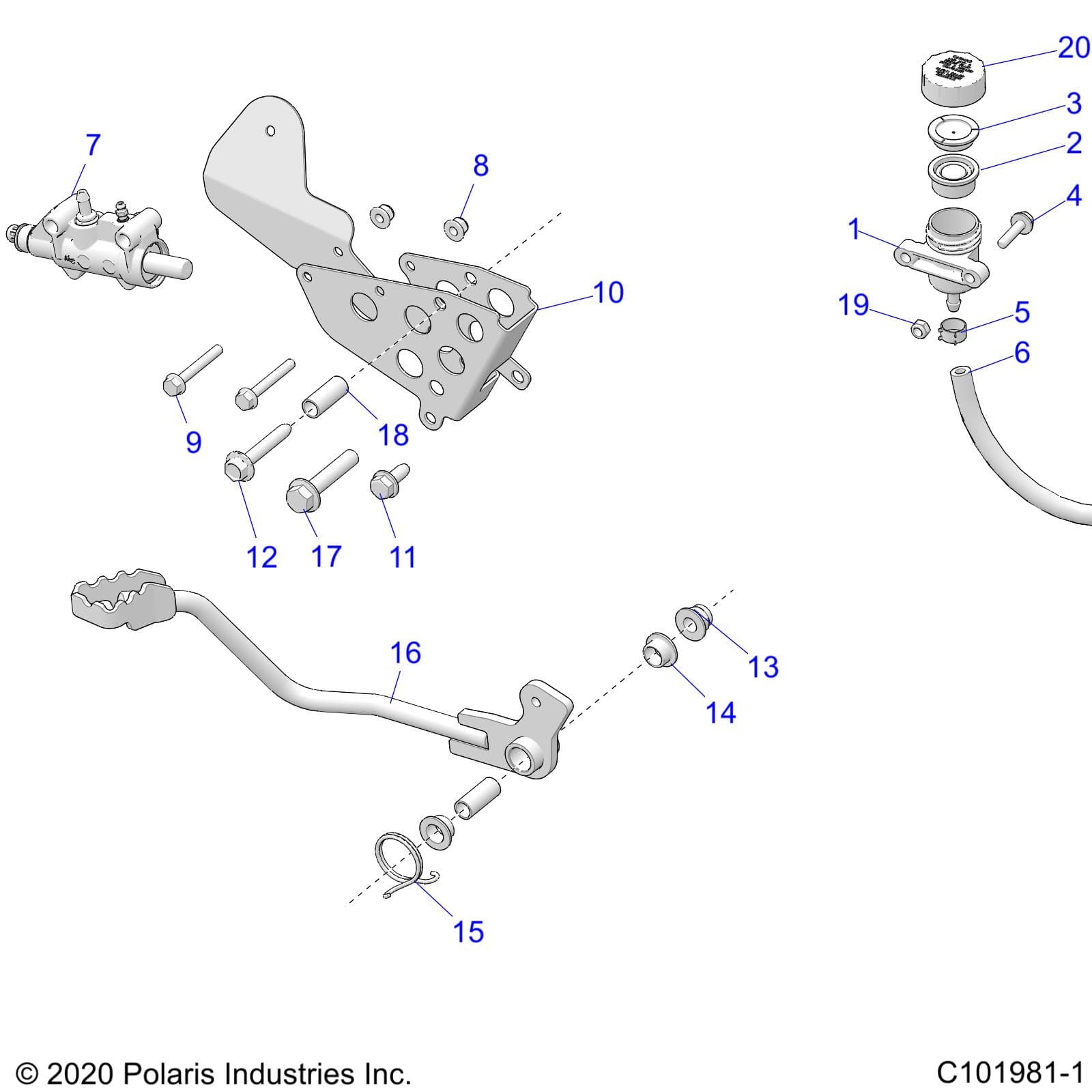 2026 SPORTSMAN TOURING XP 1000 R01 - A26SYY95AK — BRAKES, BRAKE PEDAL and MASTER CYLINDER - A26SYY95AK (C101981-1) diagram