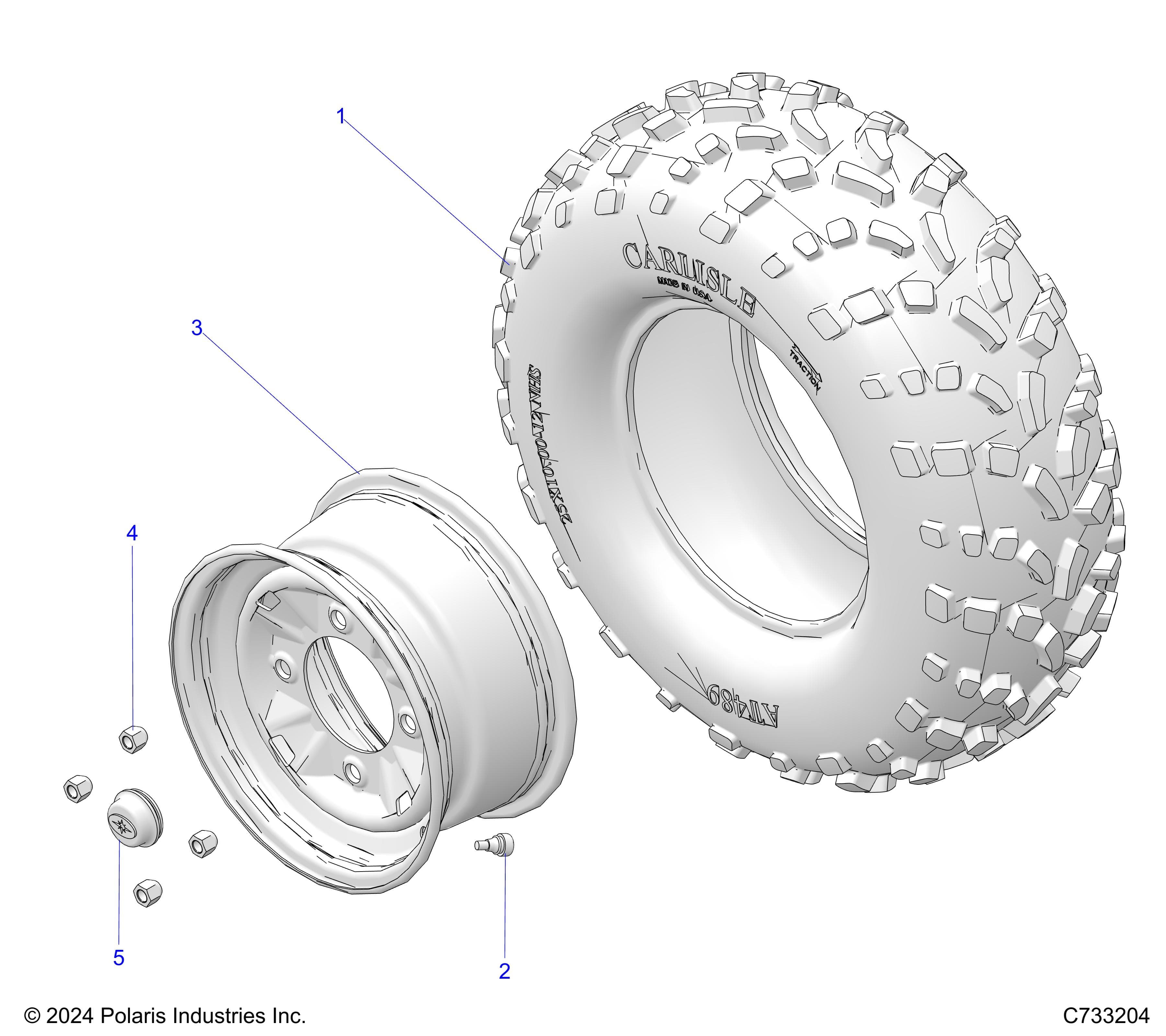 2026 RANGER 1000 NON EPS — WHEELS, FRONT - R26TAA99A1/B1 (C733204) diagram