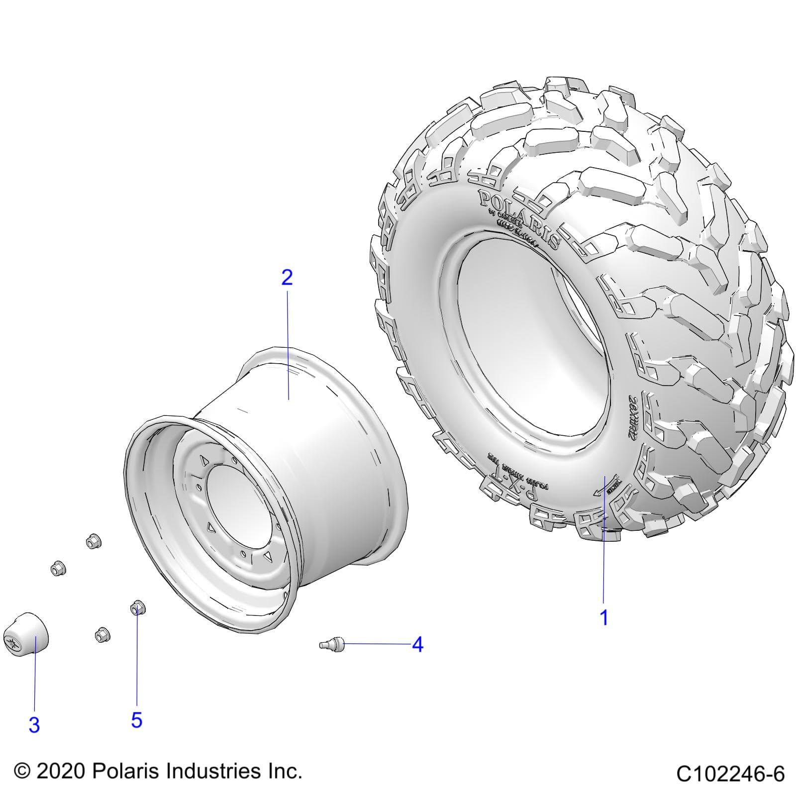 2026 SPORTSMAN 570 6X6 EPS 49S — WHEELS, REAR TIRE - A26SKE57A1 (C102246-6) diagram
