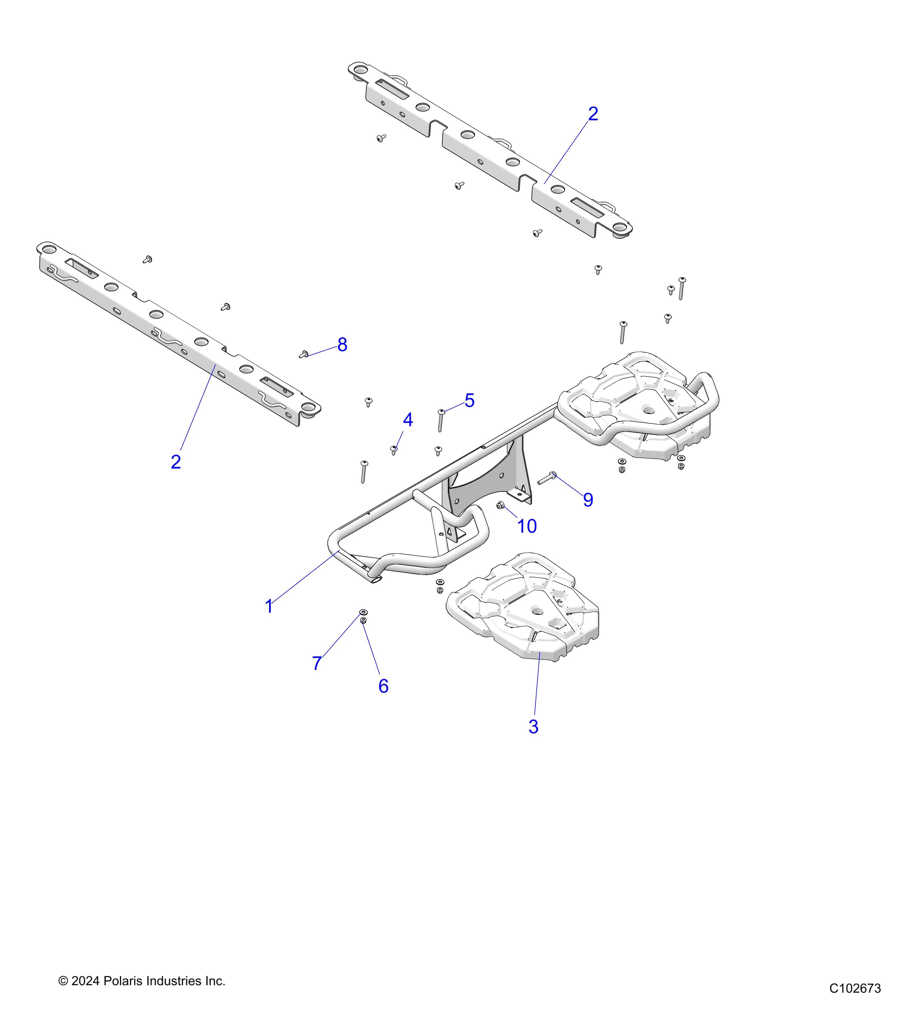 2026 SPORTSMAN 570 6X6 EPS 49S — BODY, REAR RACK and BOX SIDE RAILS - A26SKE57A1 (C102673) diagram