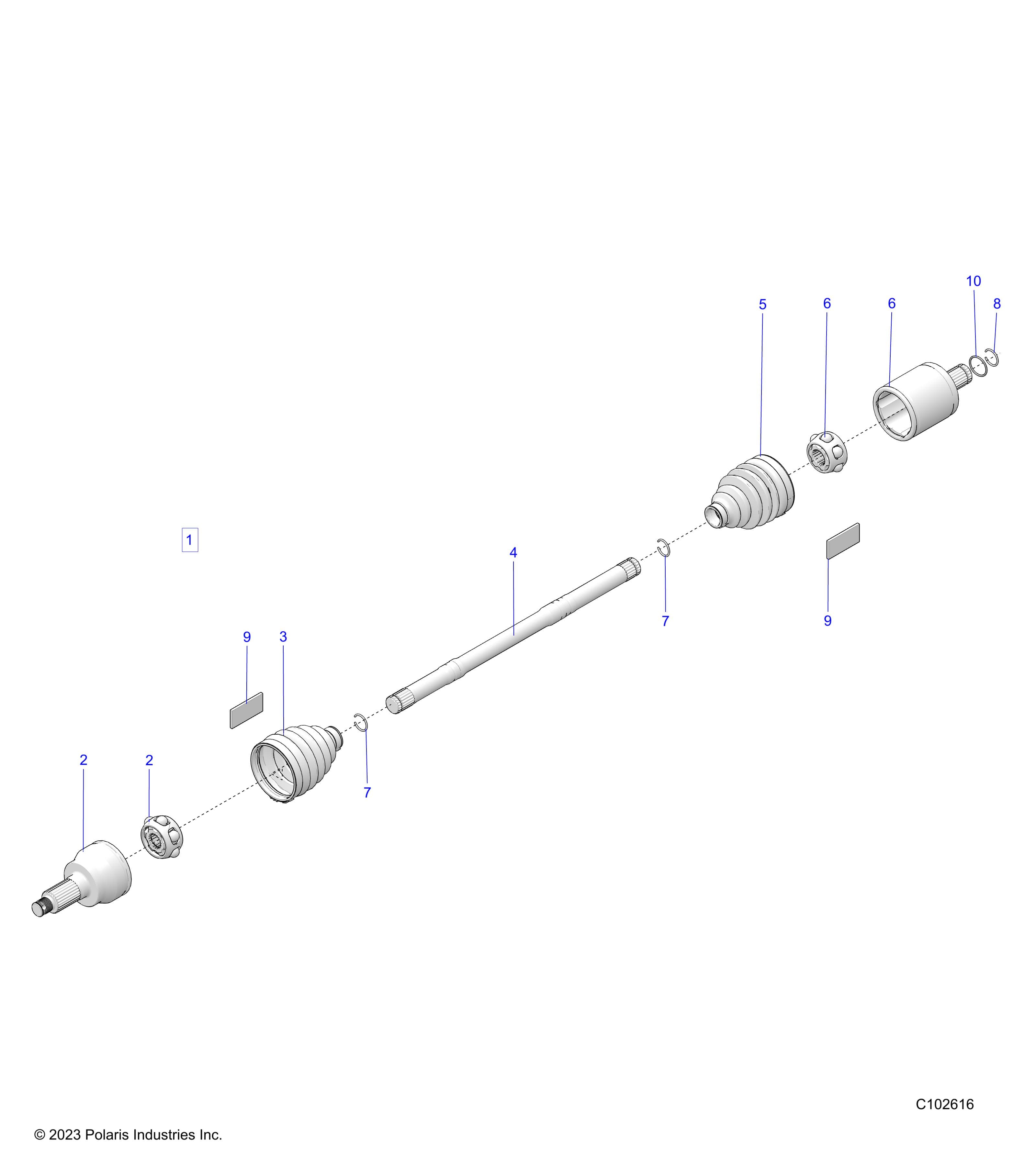 2026 SPORTSMAN 570 EPS — DRIVE TRAIN, REAR DRIVE SHAFT - A26SEE57A1/A4/A6/A9/B1/B4/B6 (C102616) diagram