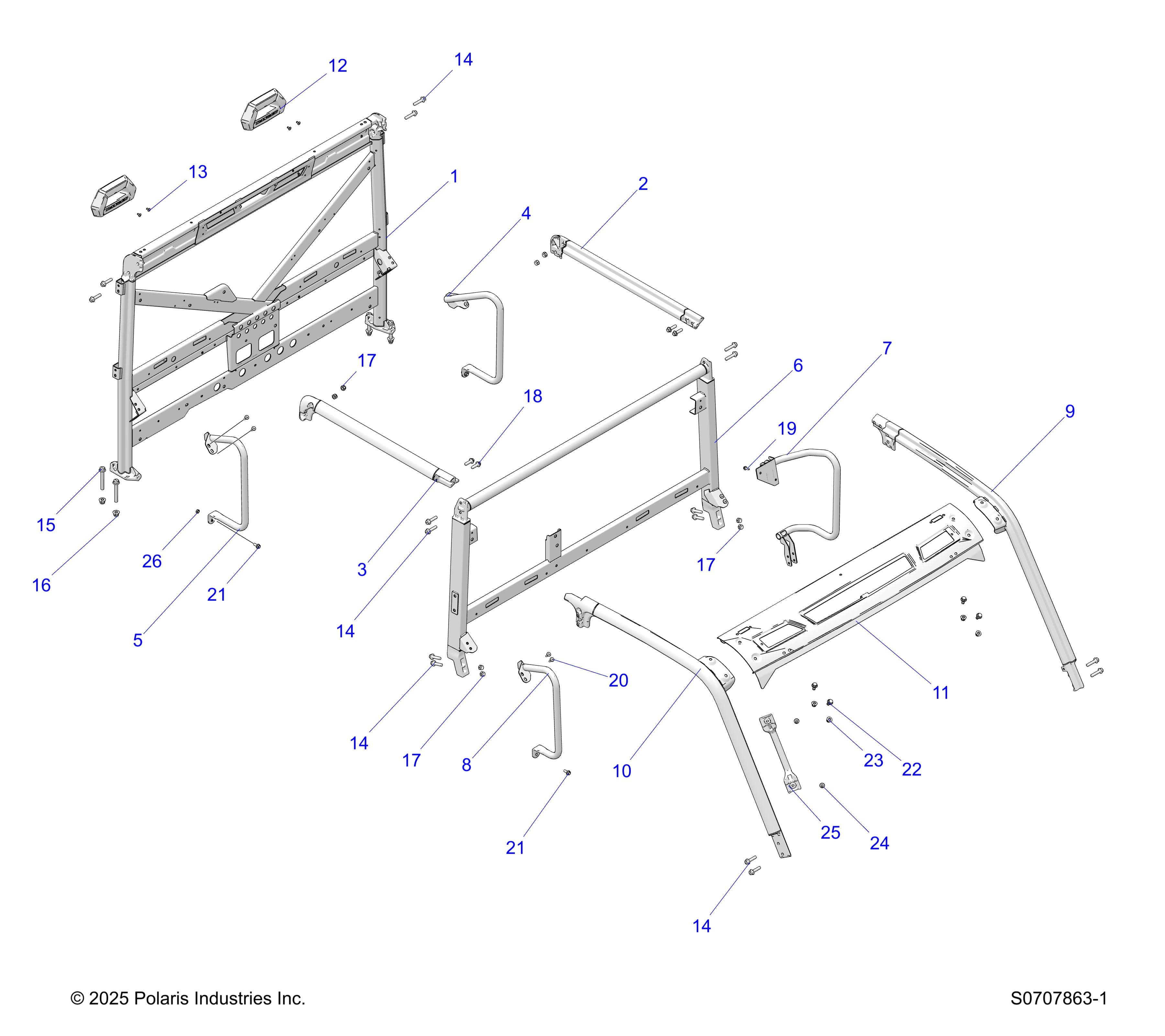 2026 RANGER 1000 CREW EPS — CHASSIS, CAB FRAME diagram