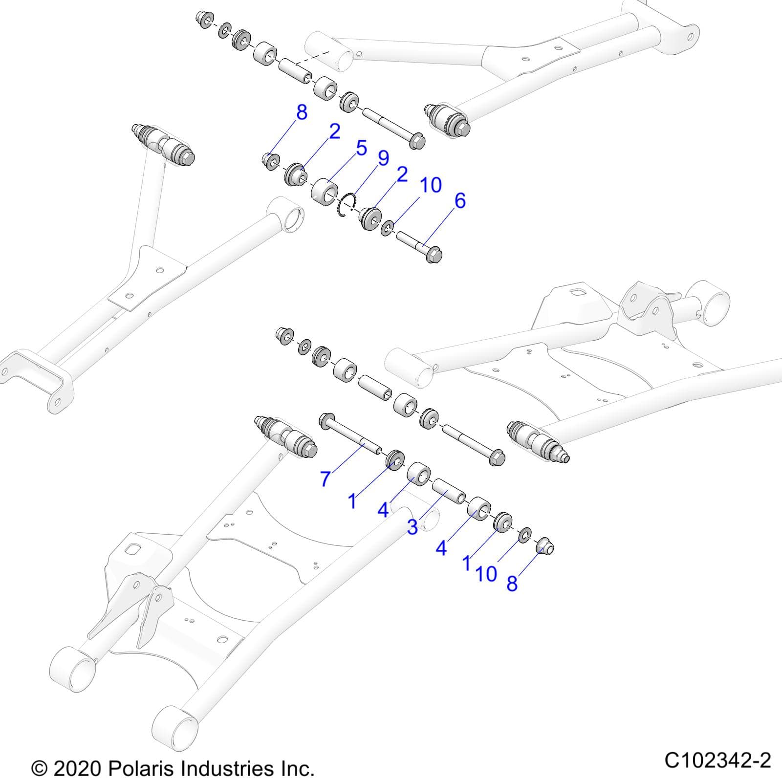 2026 SCRAMBLER XP 1000 S 49S R01 - A26SGE95AB — SUSPENSION, REAR CONTROL ARM, MOUNTING - A26SGE95AB (C102342-2) diagram