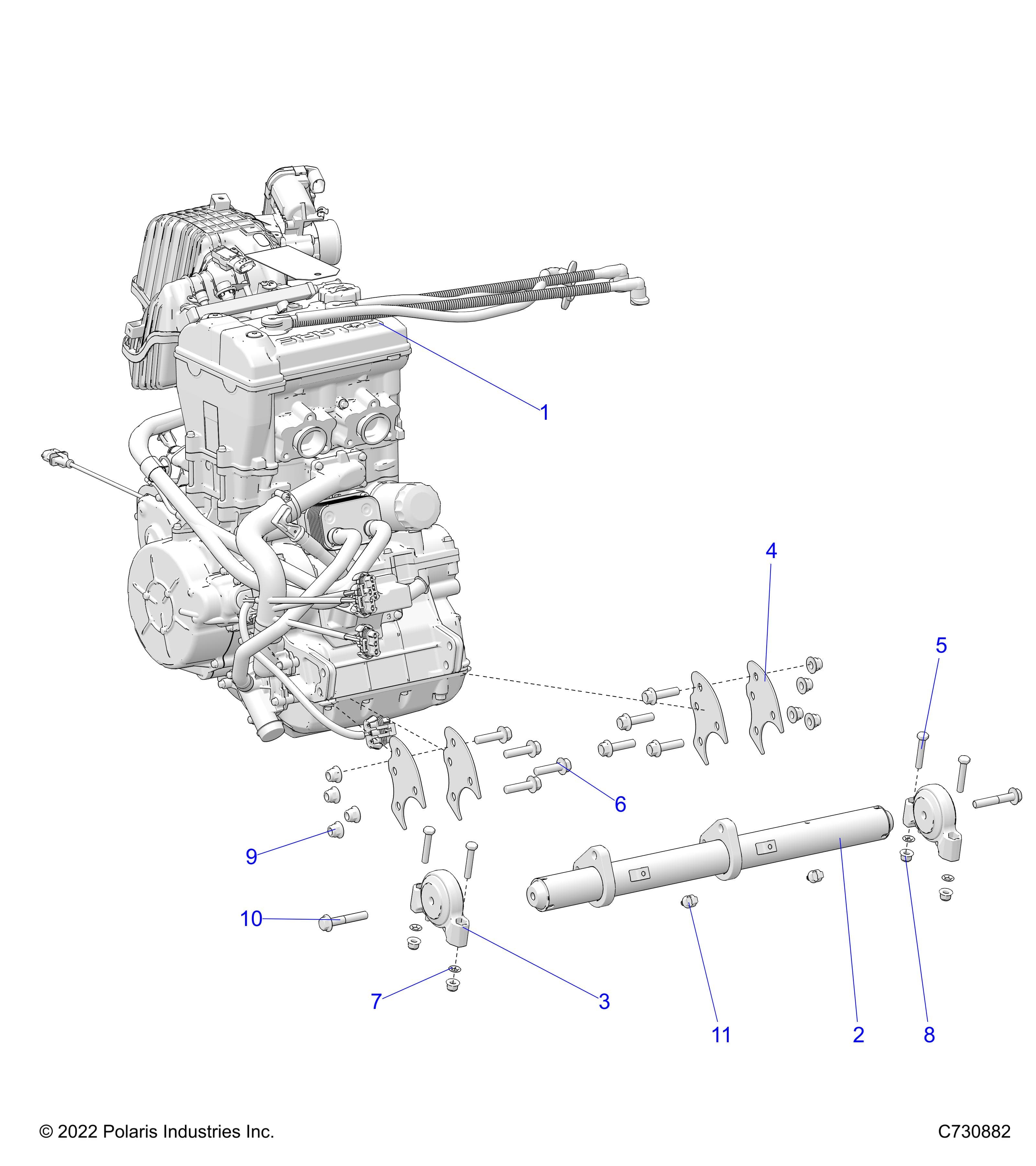 2026 RANGER 1000 XP NSTR ULTIMATE TRAIL BOSS — ENGINE, MOUNTING & LONG BLOCK - R26RRV99AK (C730882) diagram