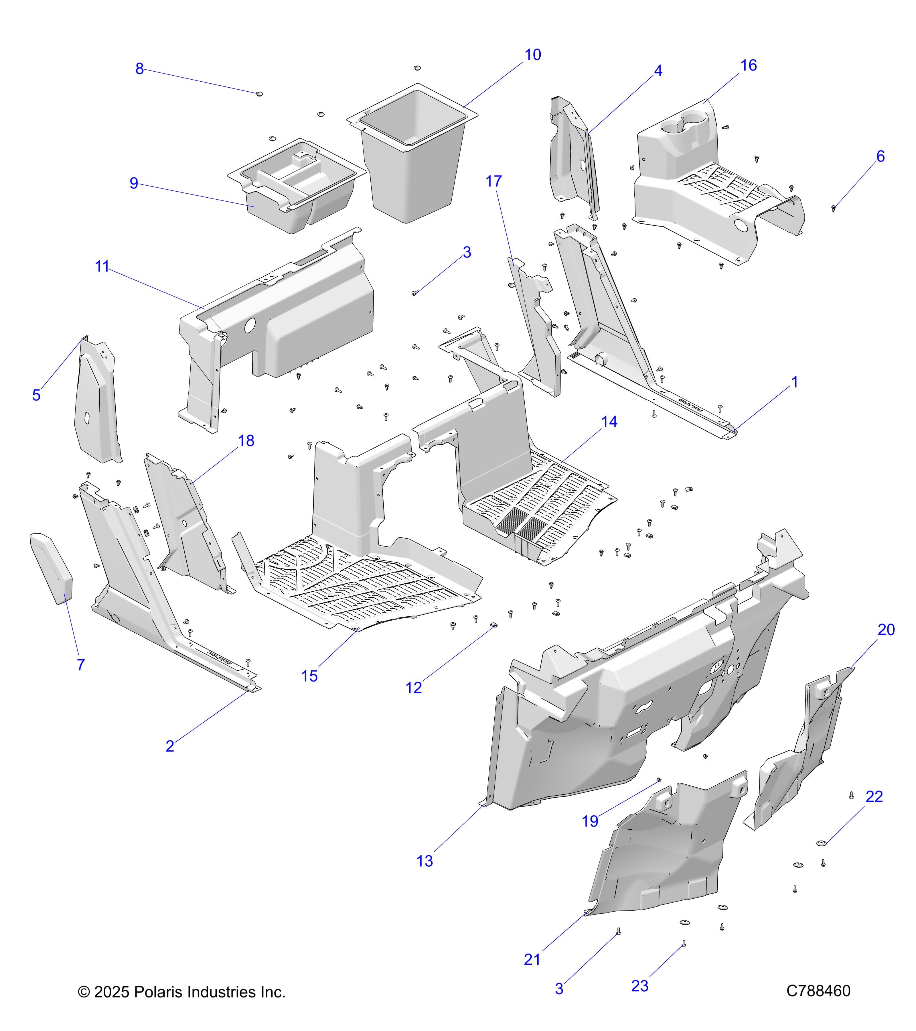 2026 RANGER 1000 XP CREW TEXAS EDITION — BODY, FRONT FLOOR & ROCKERS - R26RSF99AL (C788460) diagram