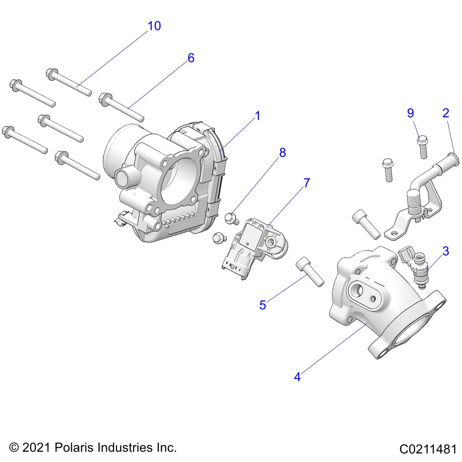 2026 SPORTSMAN 570 EPS PREM 40th — ENGINE, THROTTLE BODY and FUEL RAIL - A26SEZ57BB (C0211481) diagram