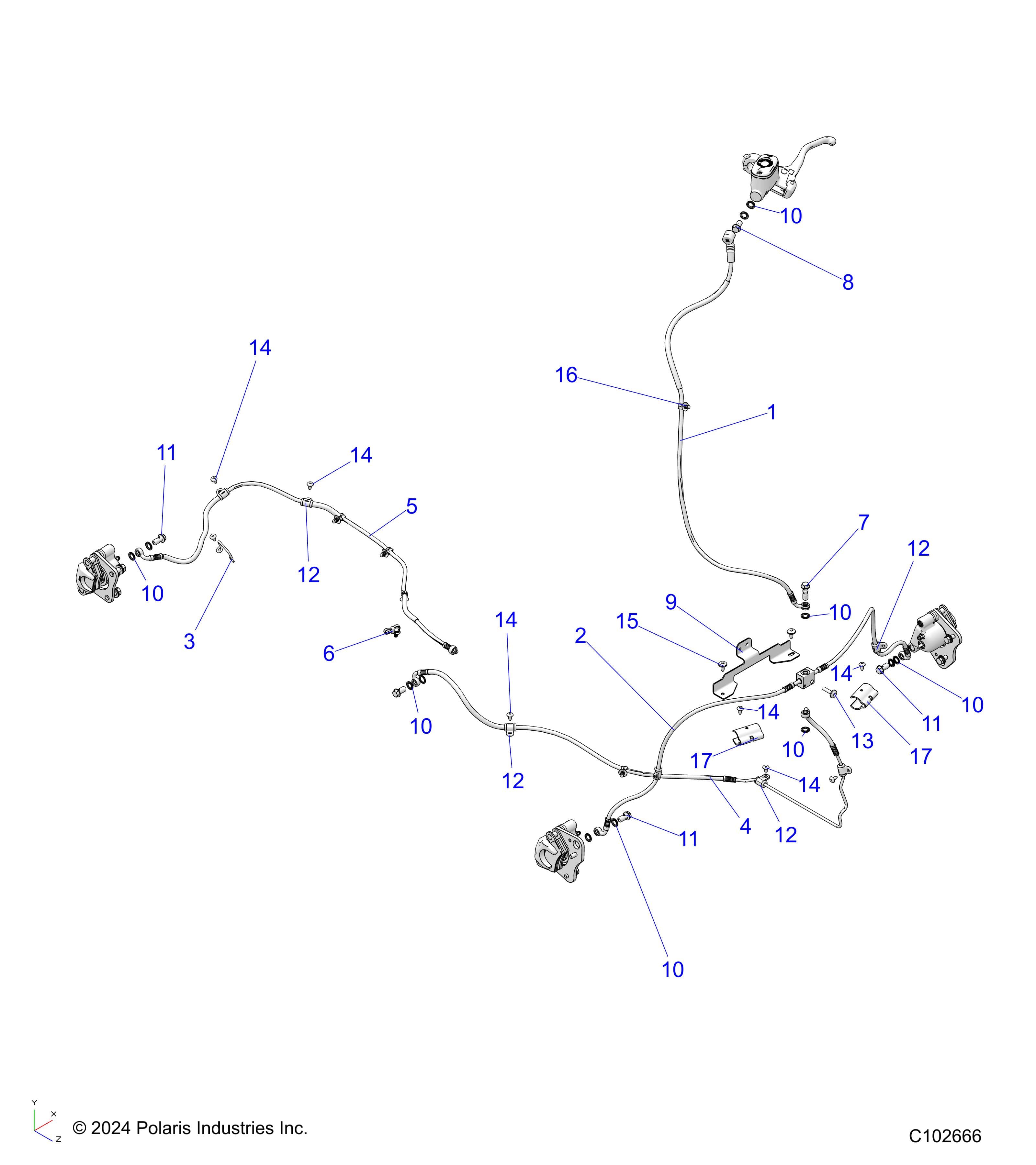 2026 SPORTSMAN TOURING 570 ULT — BRAKES, BRAKE LINES - A26SJR57AG (C102666) diagram