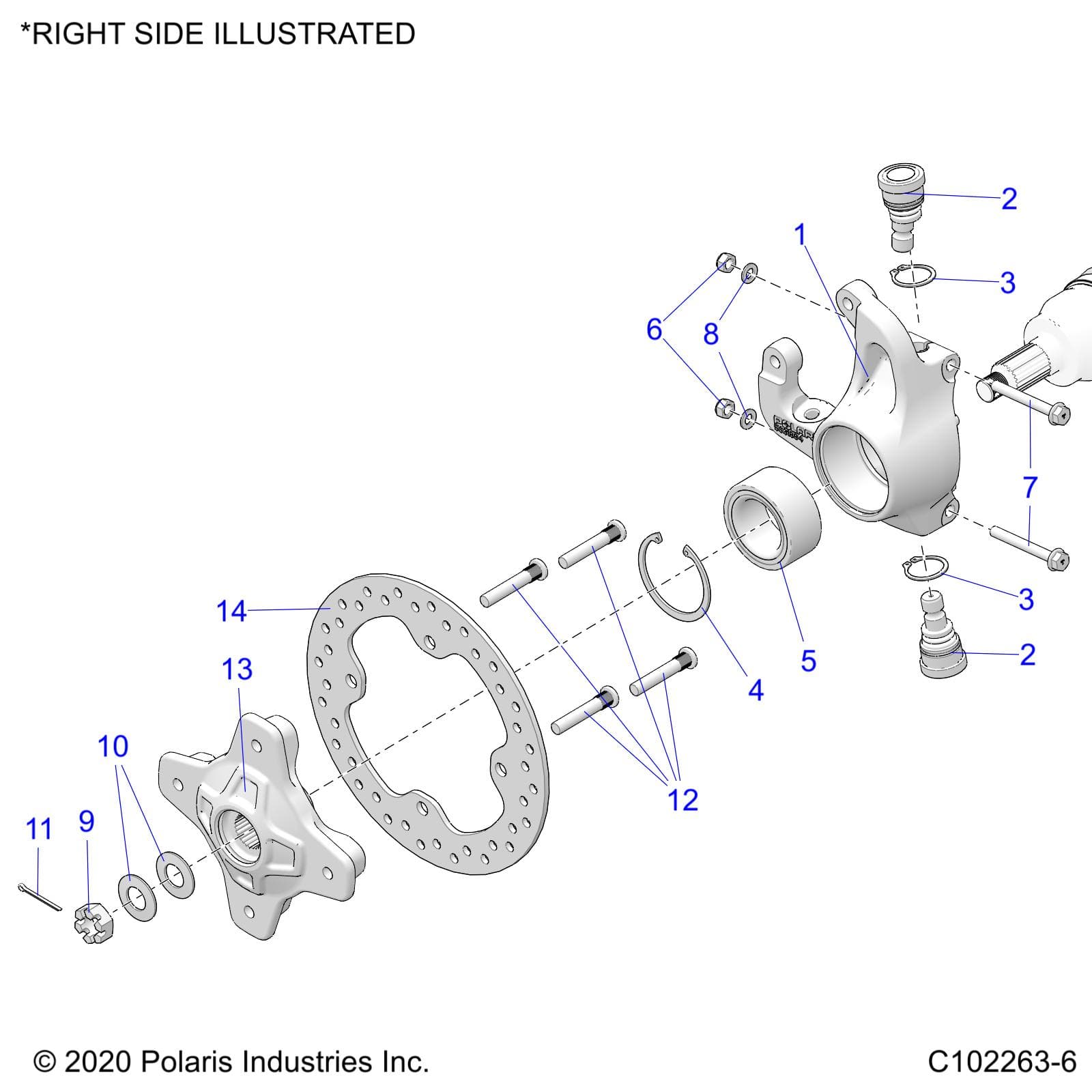 2026 SCRAMBLER 850 48" R02 - A26SVA85A4 — SUSPENSION, FRONT HUB, KNUCKLE and BRAKE DISC - A26SVA85A4 (C102263-6) diagram