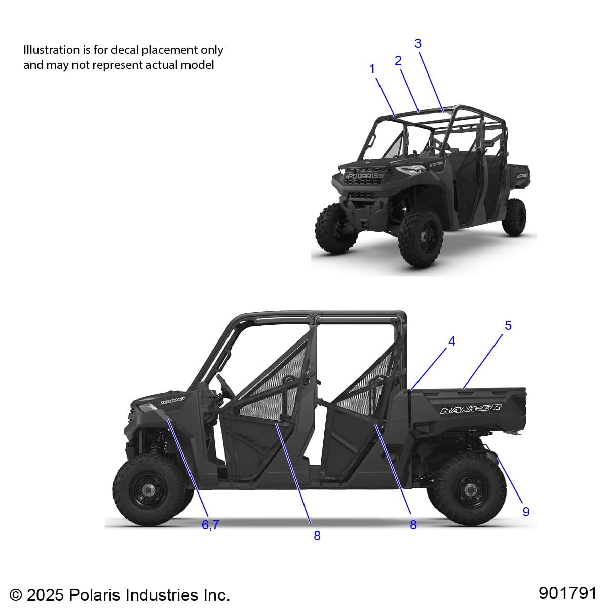 2026 RANGER 1000 CREW NON EPS — BODY, DECALS GENERAL - R26T6A99A1/B1 (901791-01) diagram
