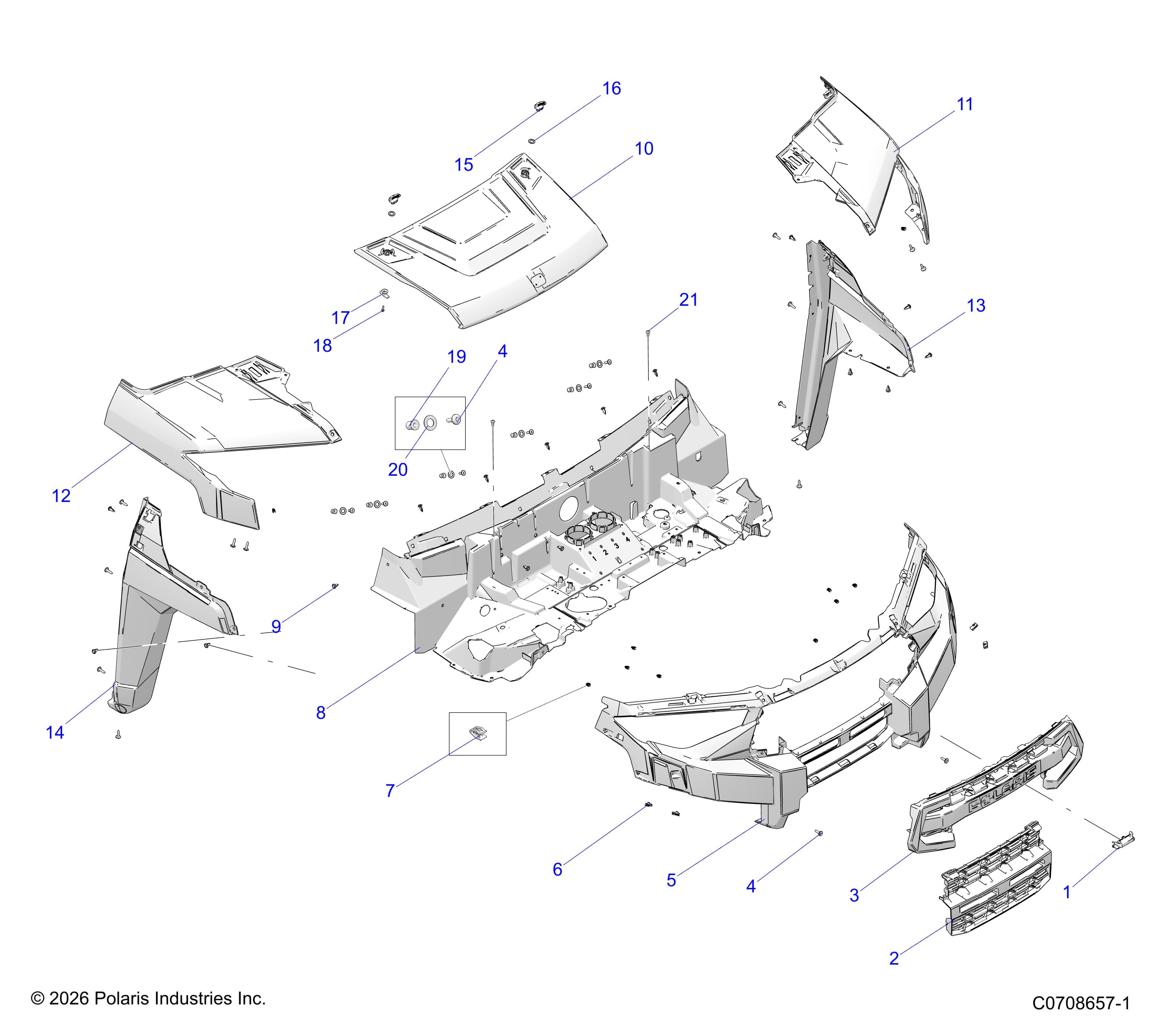 2026 RANGER 1000 XP NSTR — BODY, HOOD & FRONT FASCIA diagram