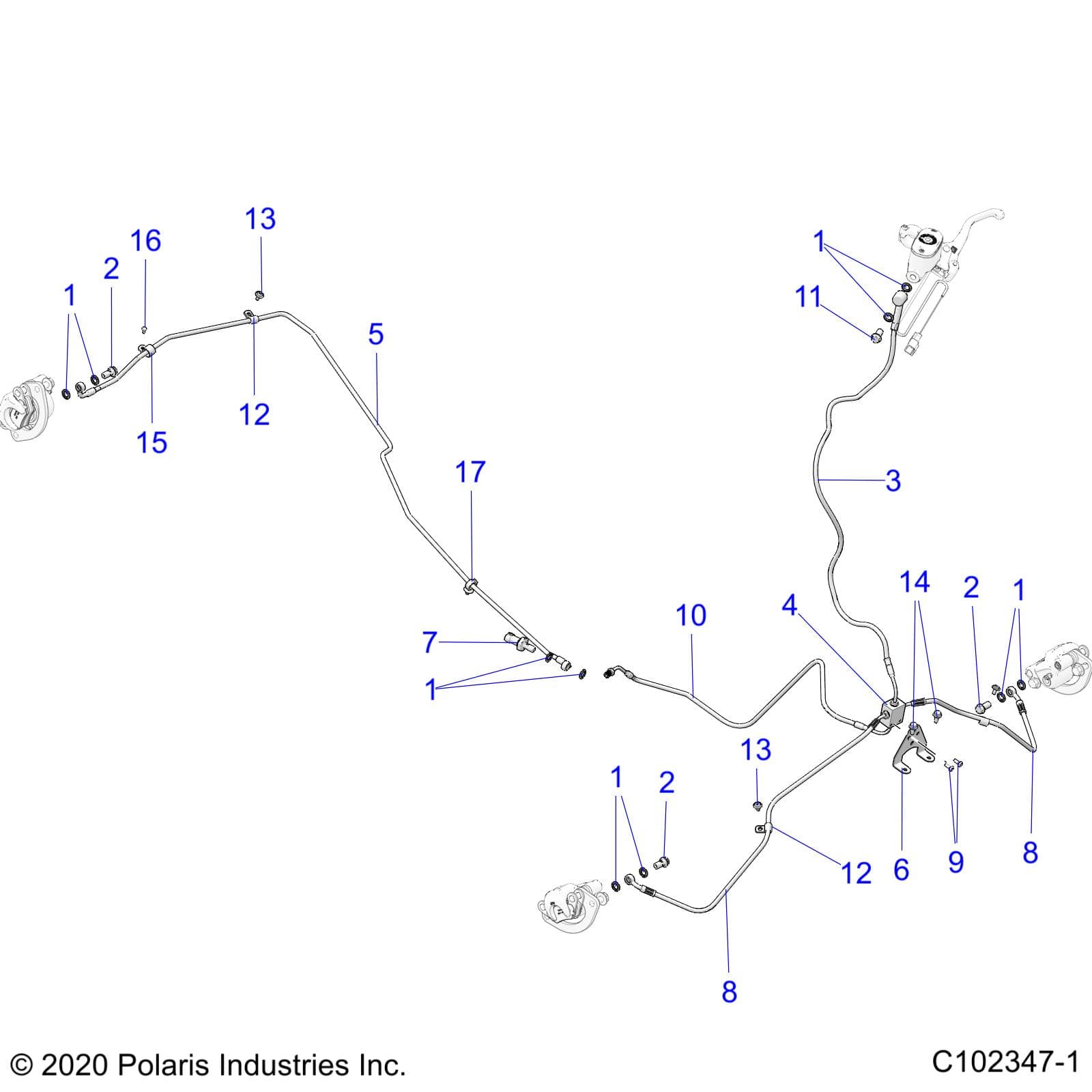 2026 SCRAMBLER 850 48" R02 - A26SVA85A4 — BRAKES, BRAKE LINES - A26SVA85A4 (C102347-1) diagram
